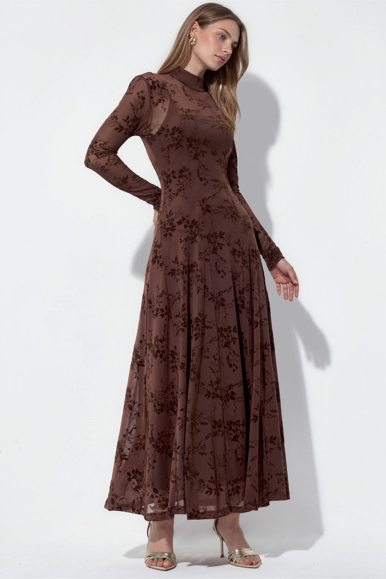 Floral Half Turtleneck Maxi Dress 2