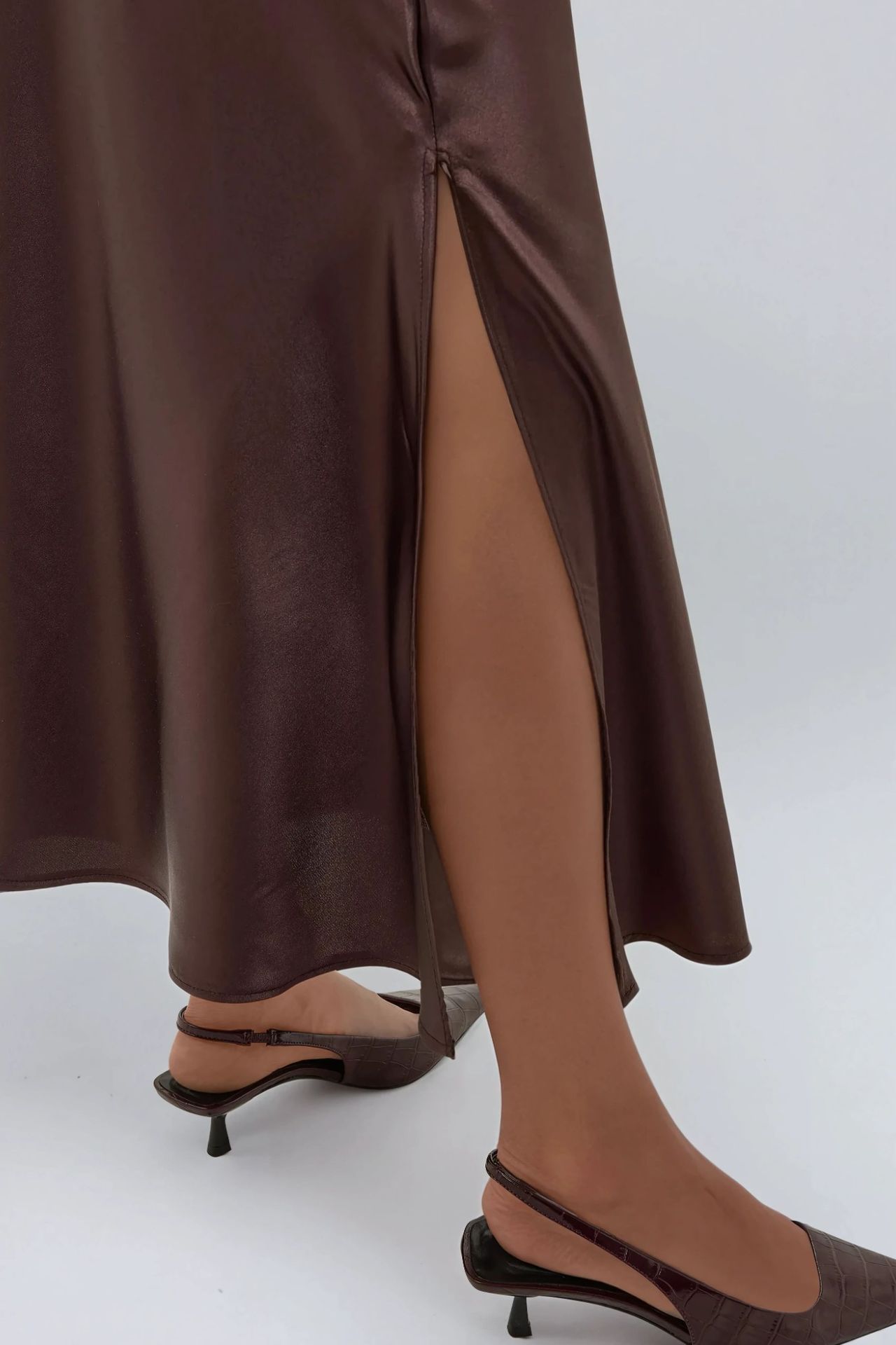 Maxi Satin Skirt with Side Slit