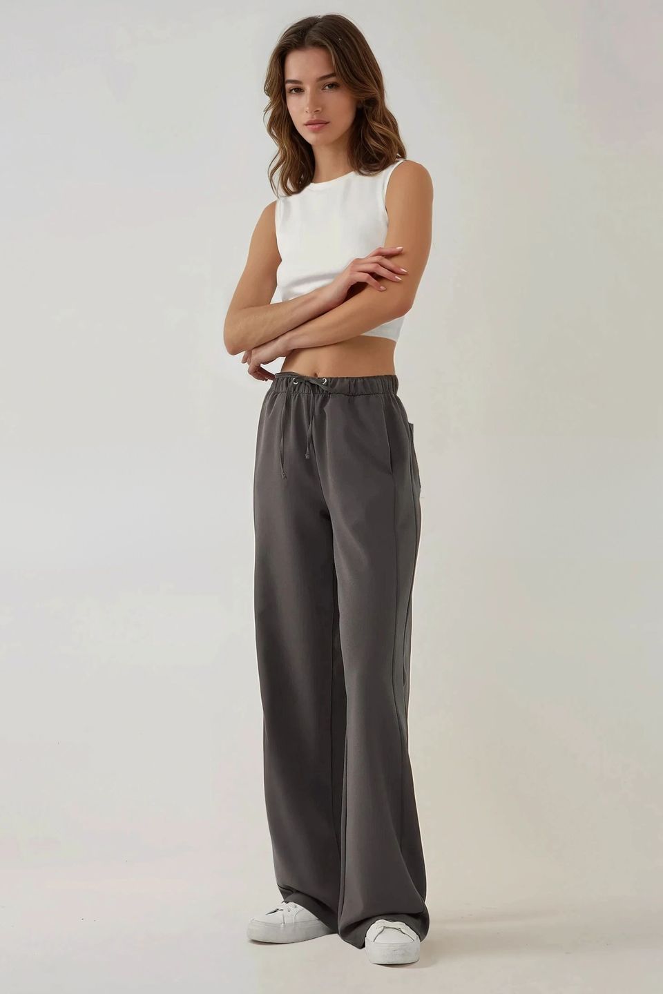 Wide Leg Textured Knit Pants