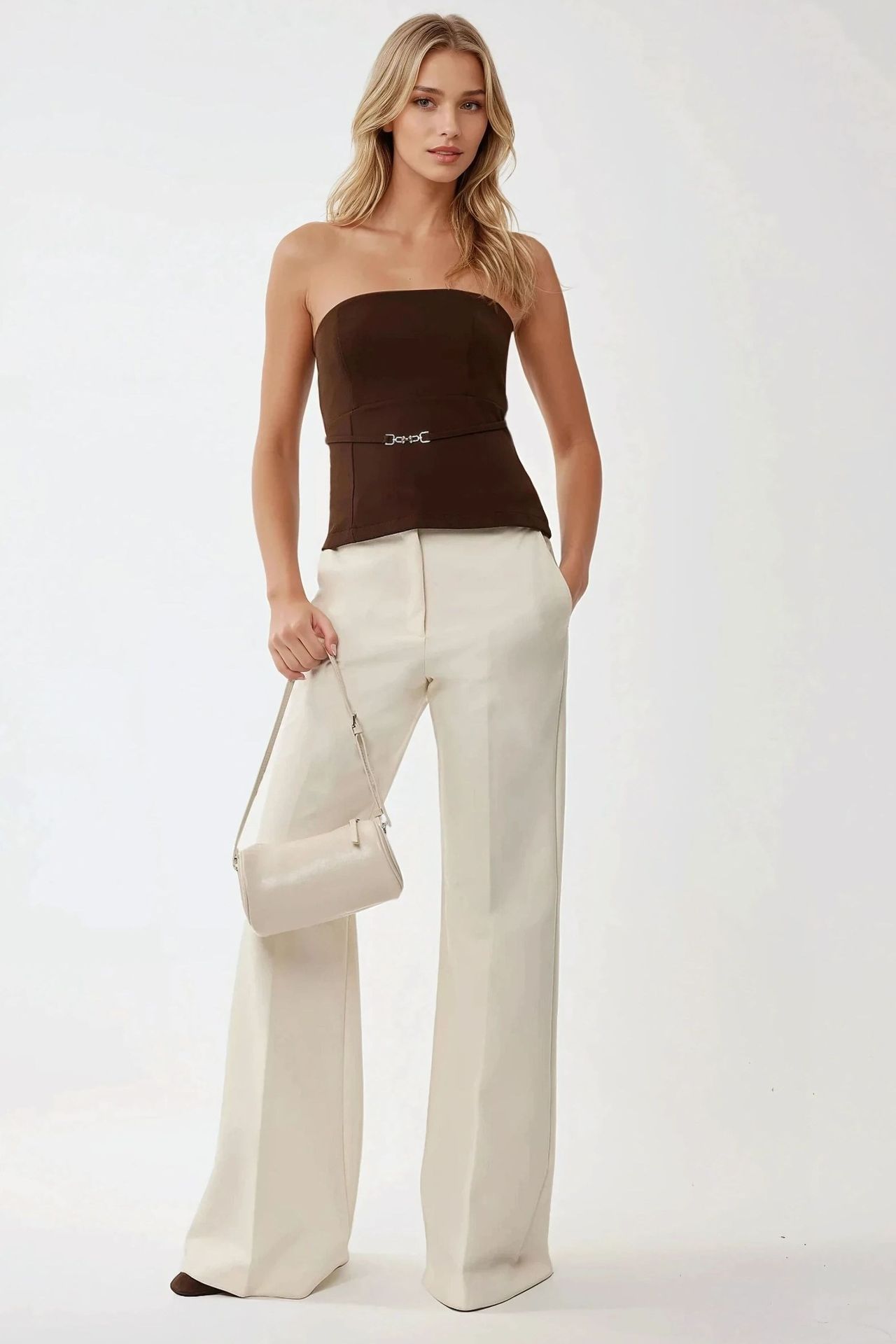 Strapless Fitted Top with Belt Accessory