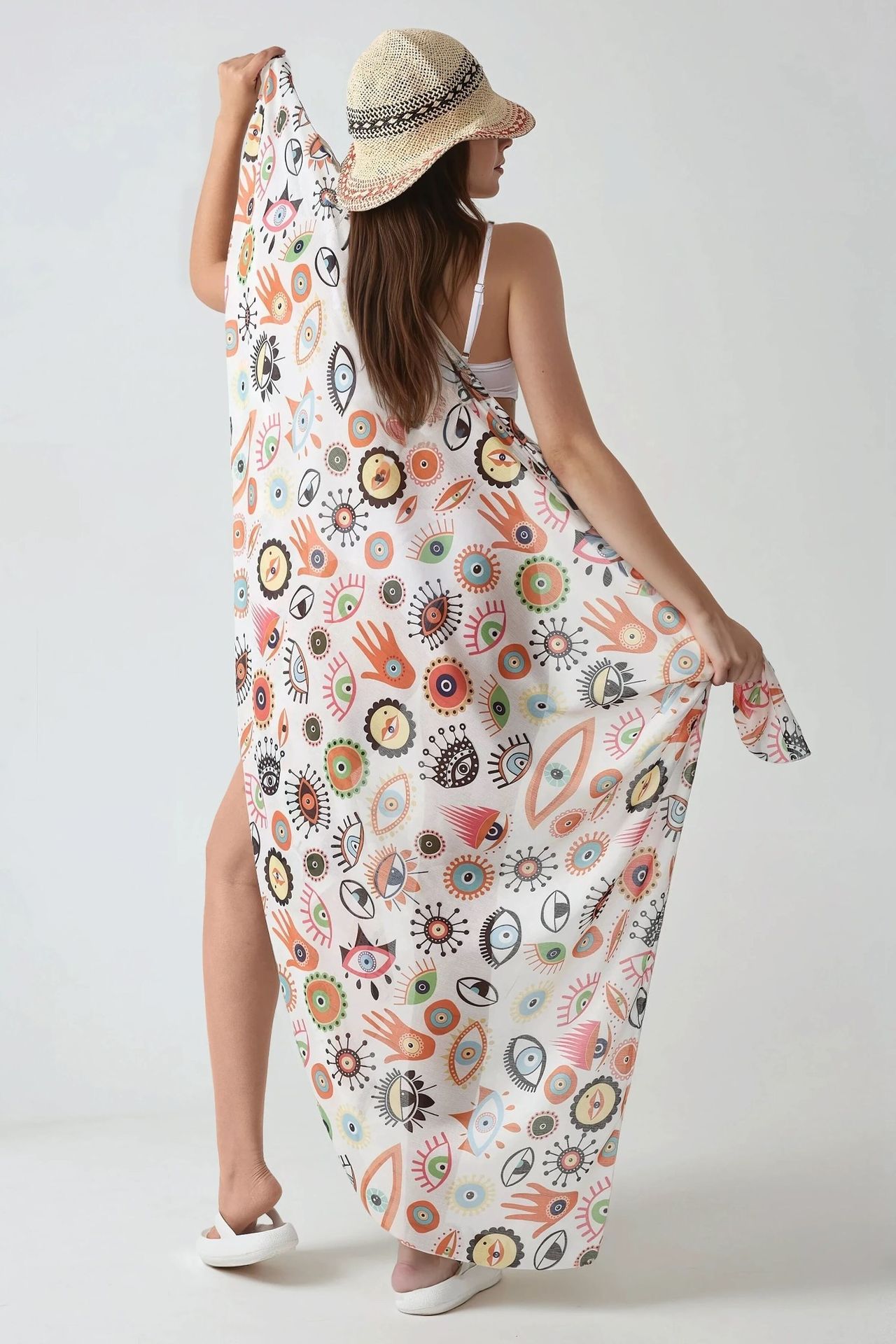 Long Printed Beach Cover-Up