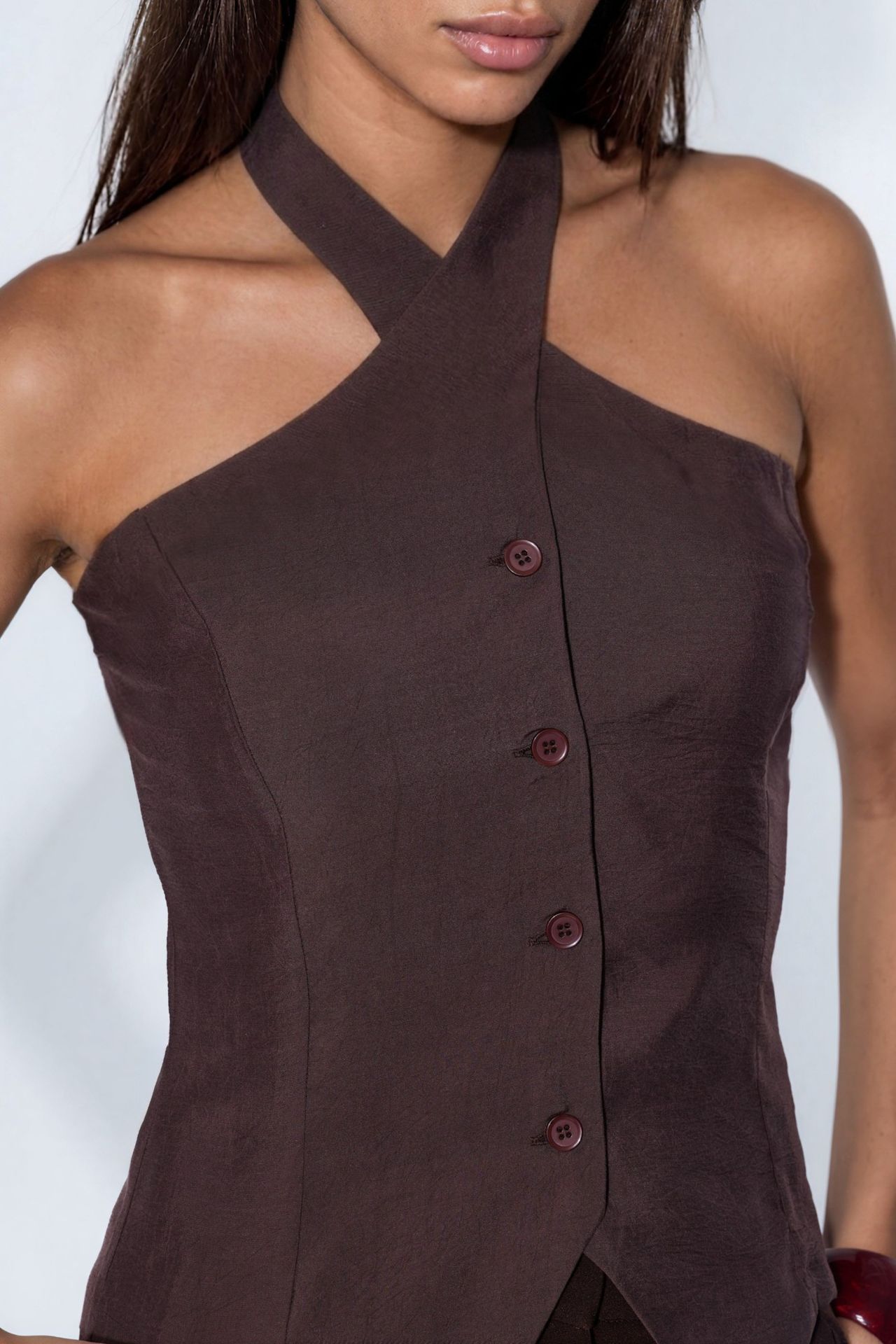 Modal Blend Halter Tie Fitted Vest 5