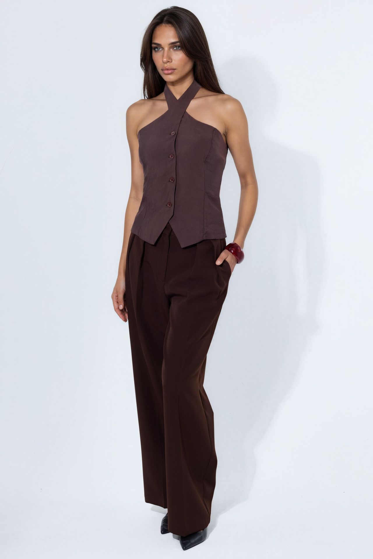 Modal Blend Halter Tie Fitted Vest 6