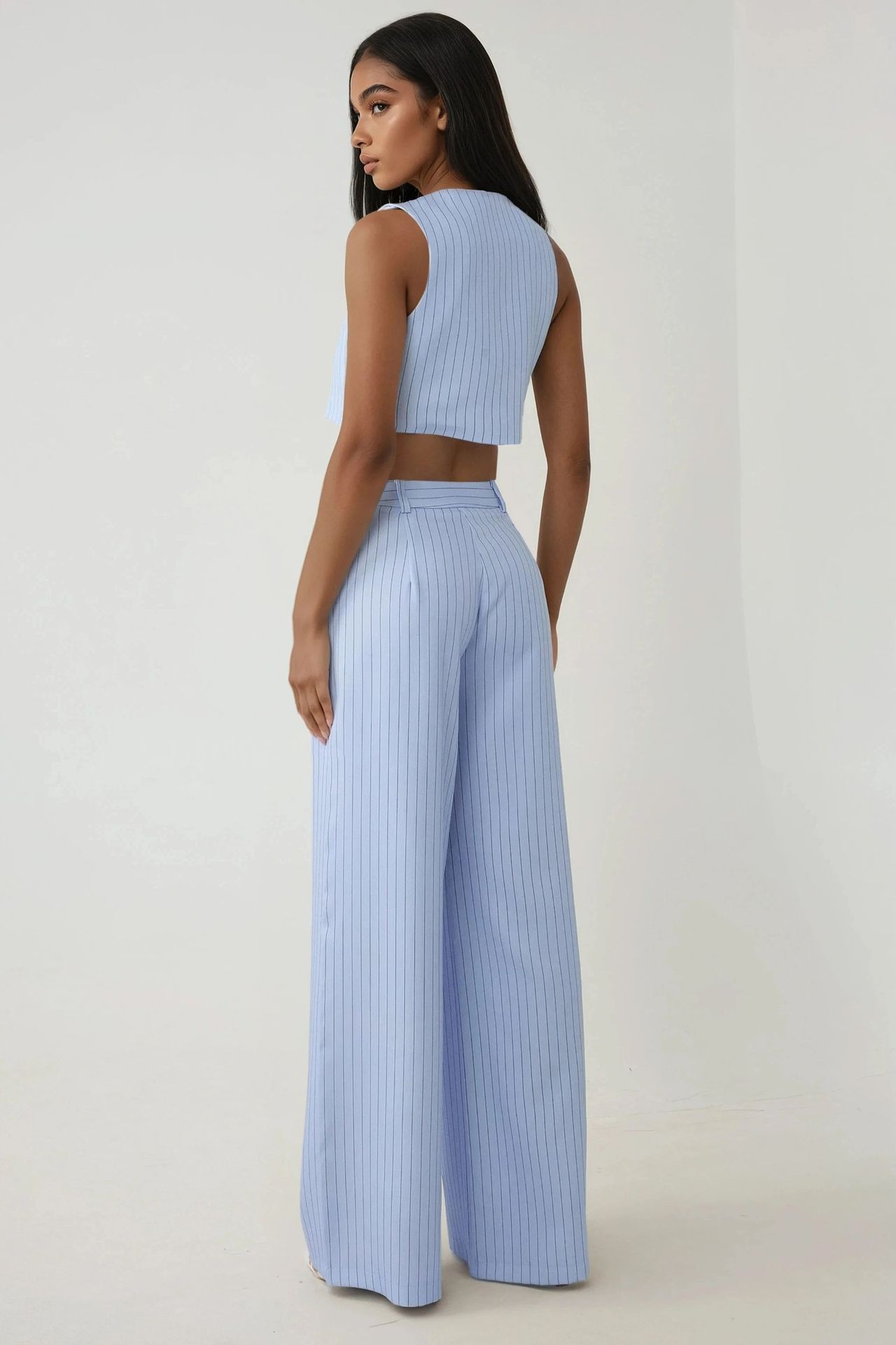 Pika Collection High Waist Striped Wide Leg Pants 
