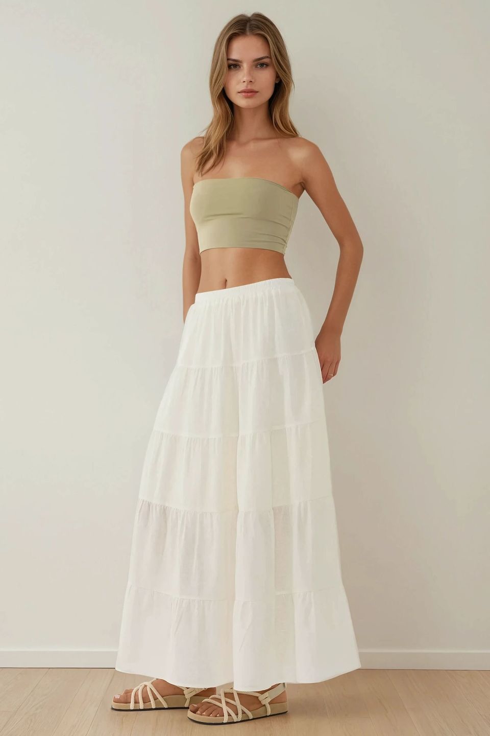 High Waist Maxi Skirt in Linen