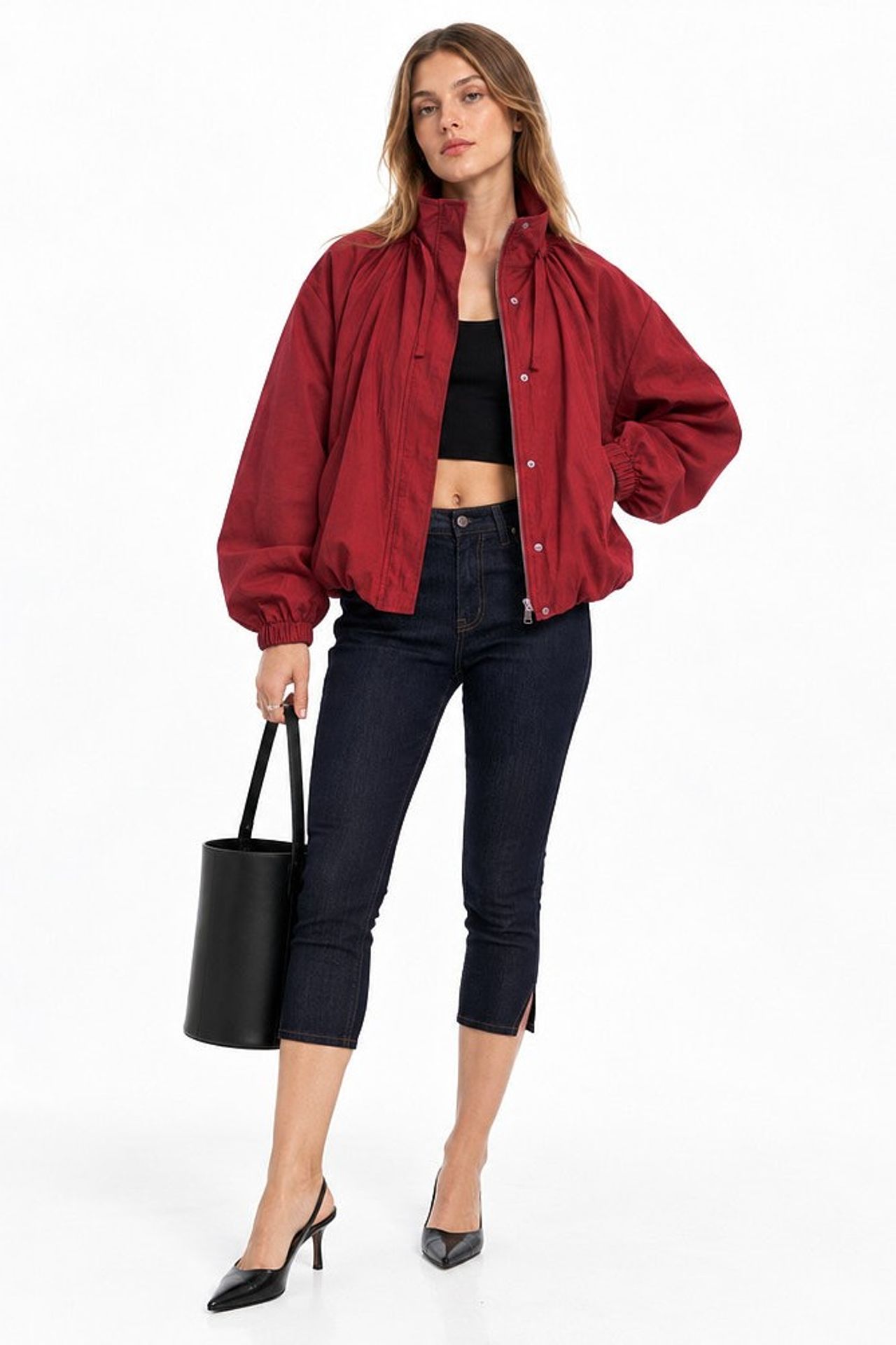 Oversize Dik Yakalı Bomber Ceket 2