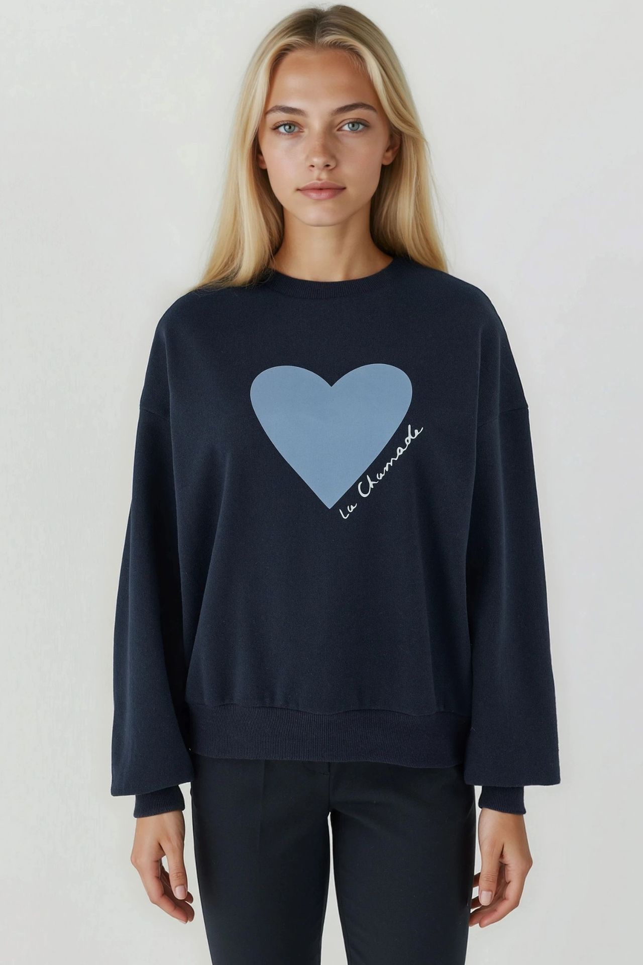 Printed Crew Neck Raised Sweatshirt