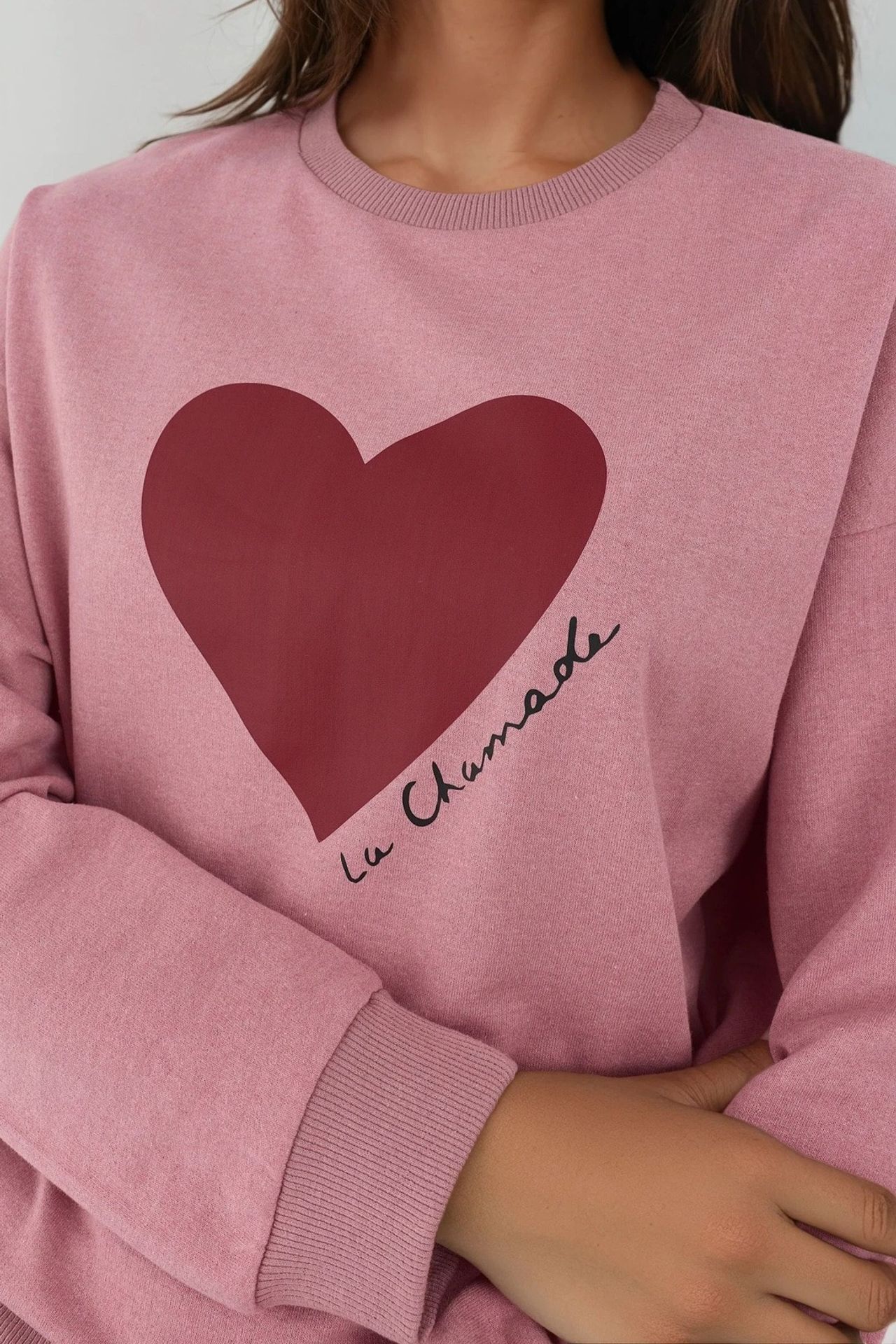 Printed Crew Neck Raised Sweatshirt 2