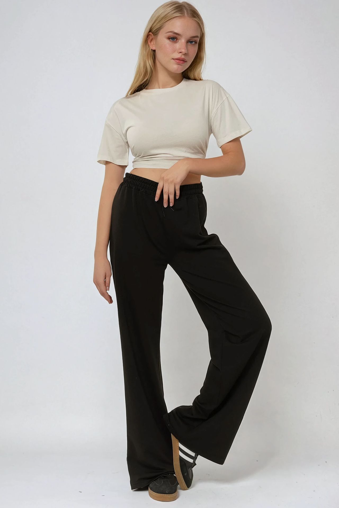 Wide Leg Elastic Sweatpants