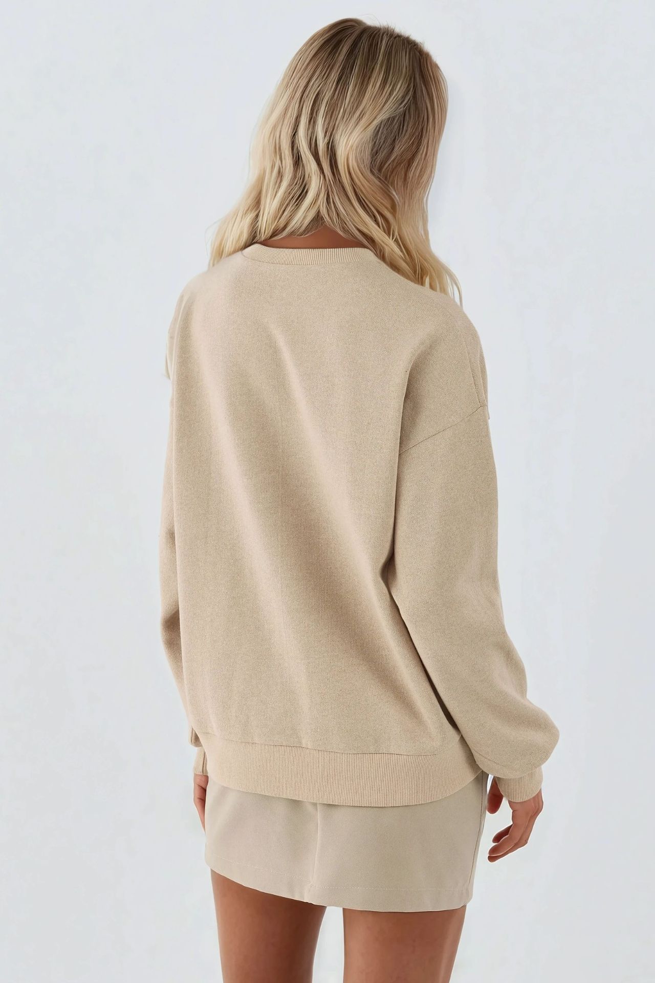 Printed Crew Neck Raised Sweatshirt 5