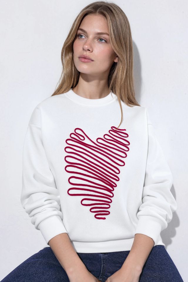 Heart Embroidered Sweatshirt