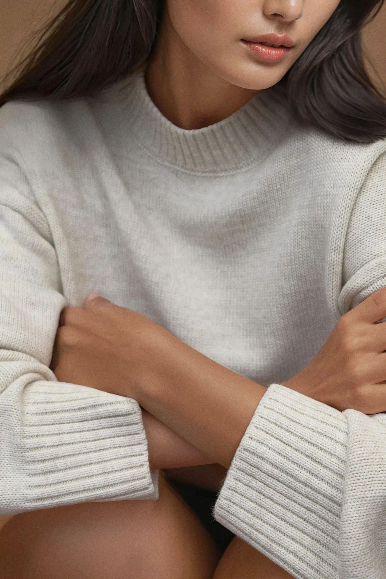 Thick Knit Crew Neck Long Sweater 3