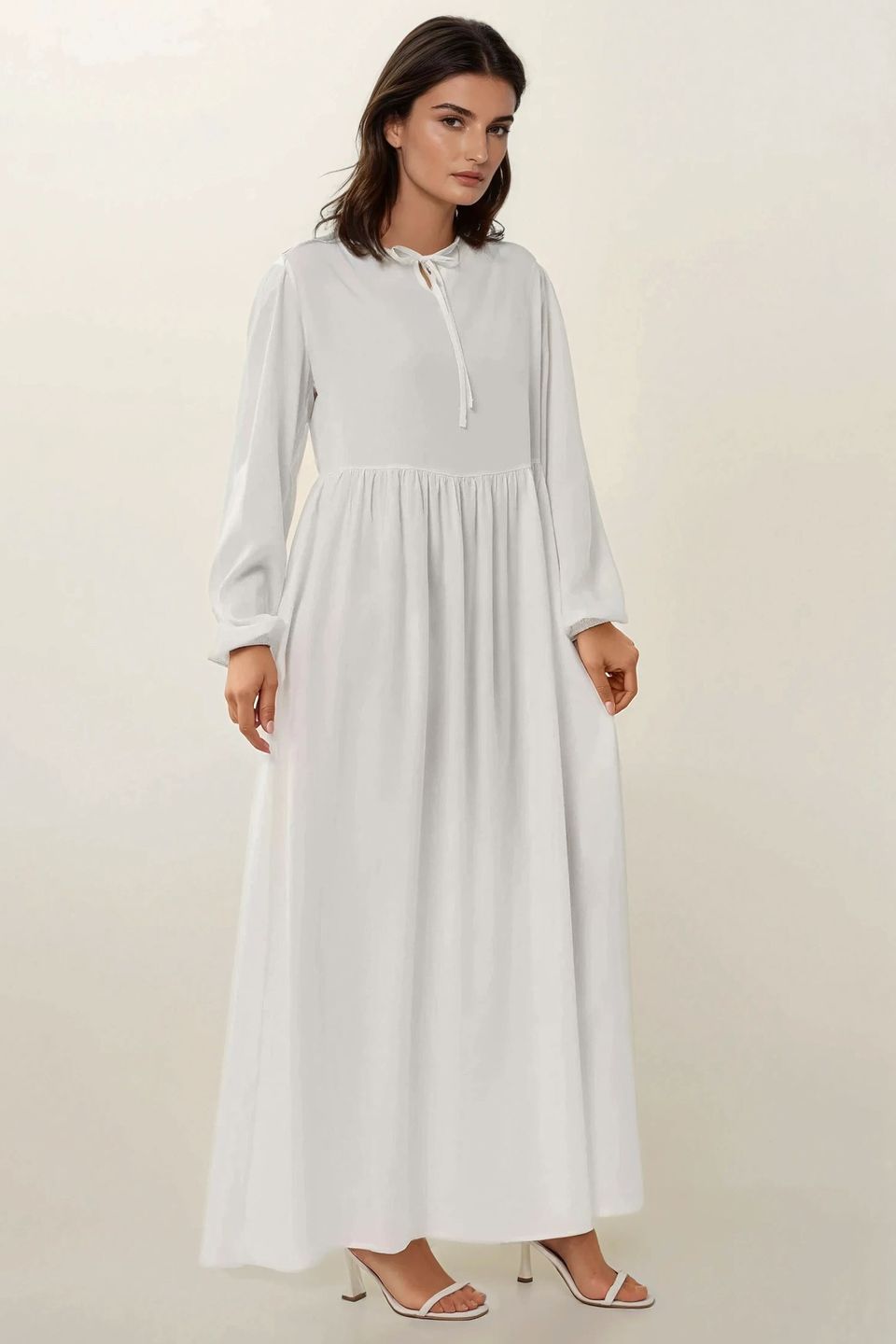 Maxi Dress with A-Form Fit and Crew Neck