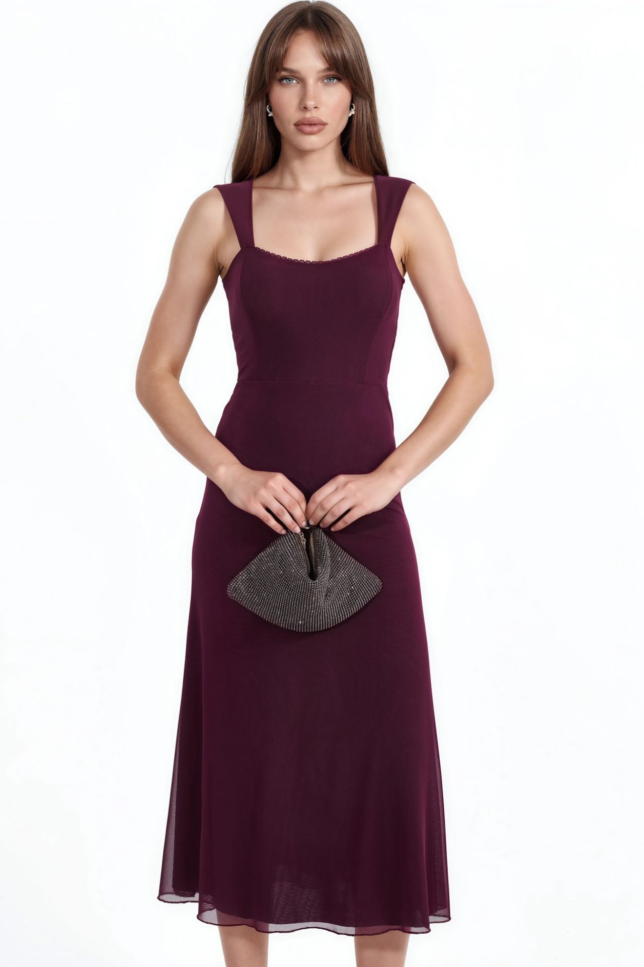 Heart Collar Midi A-Line Dress 3