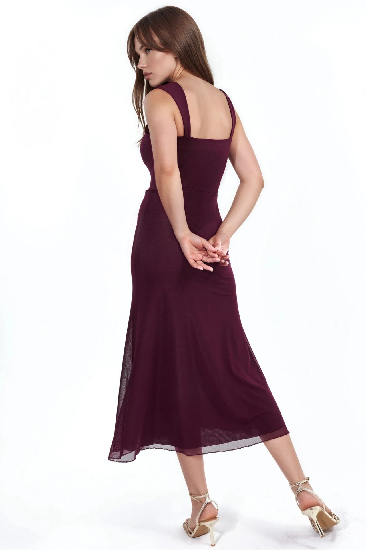 Heart Collar Midi A-Line Dress 4