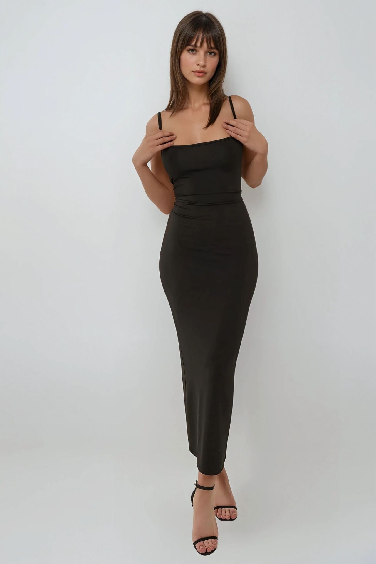 Square Collar Bodycon Maxi Dress