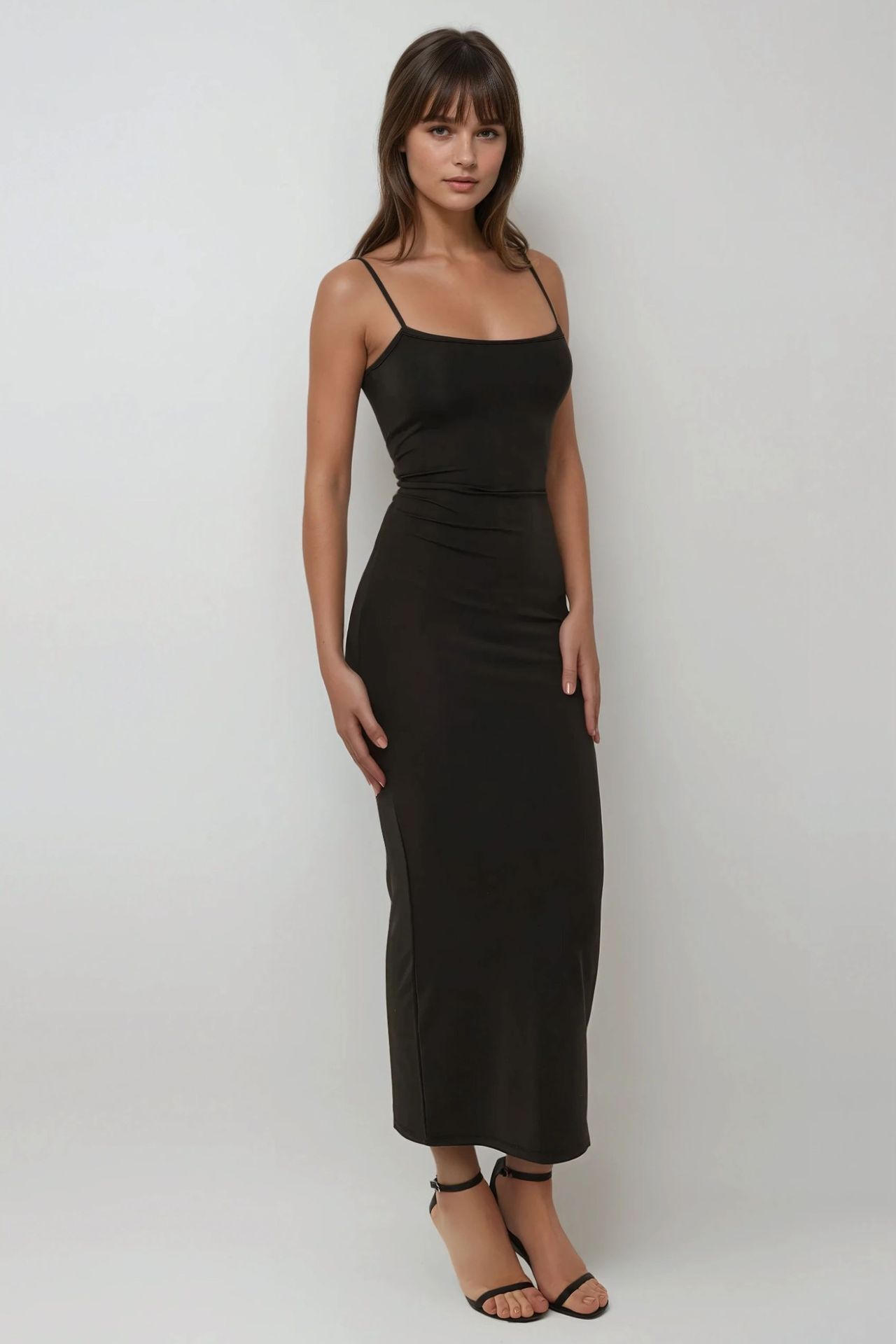 Square Collar Bodycon Maxi Dress