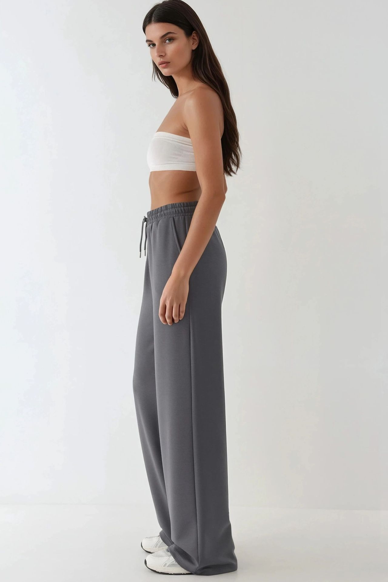Modal Touch Basic Sweatshirt & Wide Leg Pants Two-Piece Coord Set 10