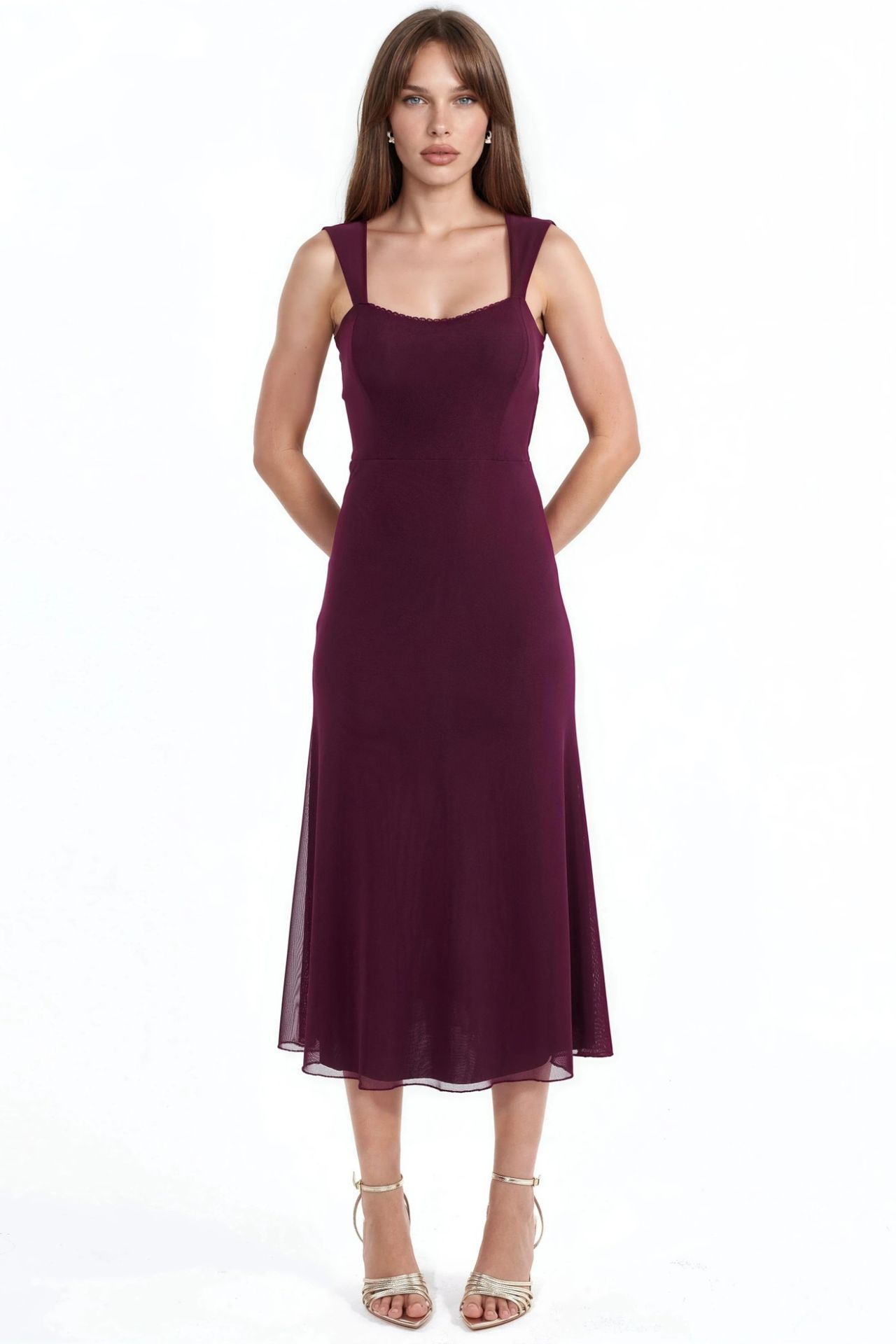 Heart Collar Midi A-Line Dress 6