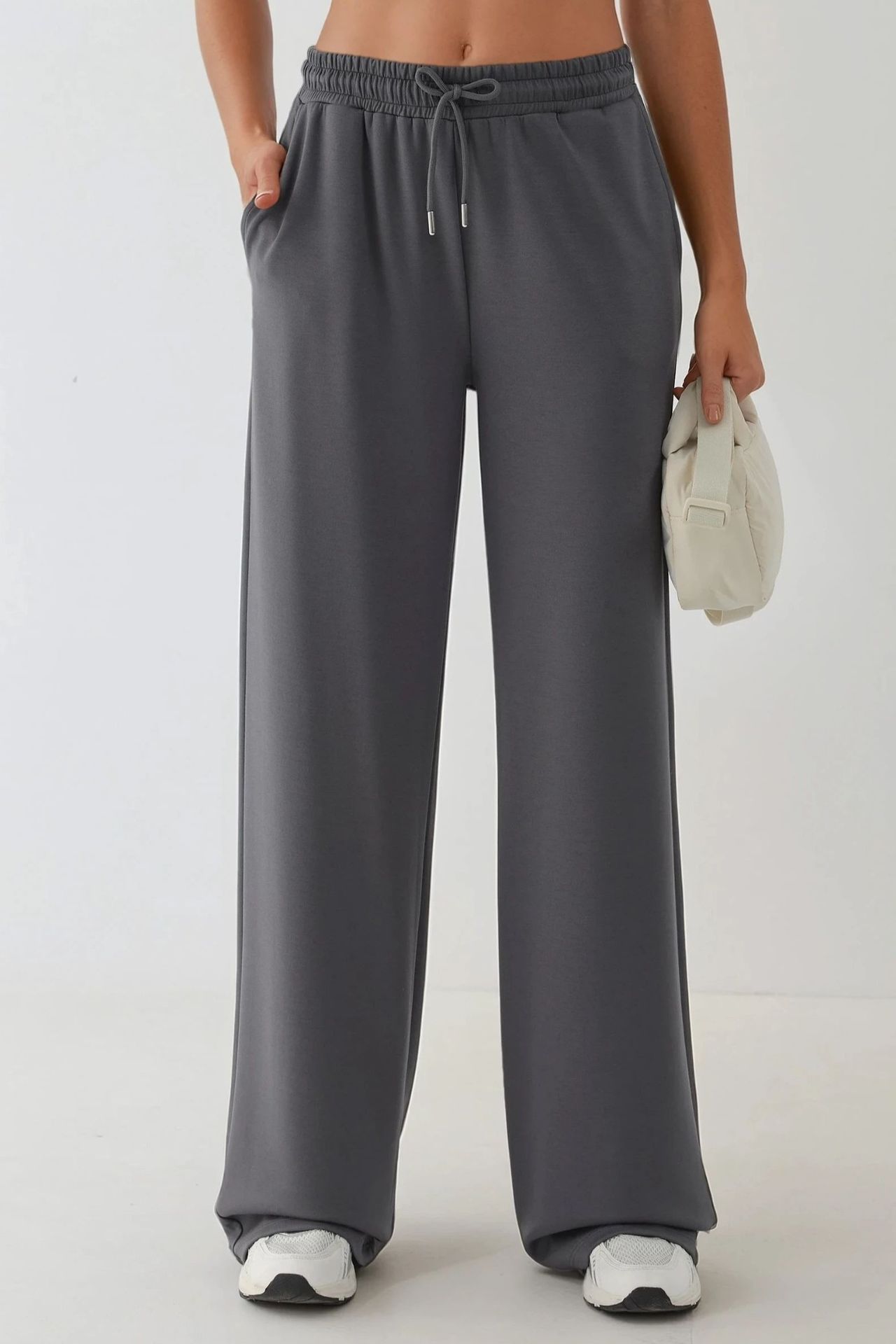 Modal Touch Basic Sweatshirt & Wide Leg Pants Two-Piece Coord Set 4