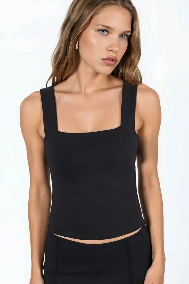 Square Collar Knitted Top
