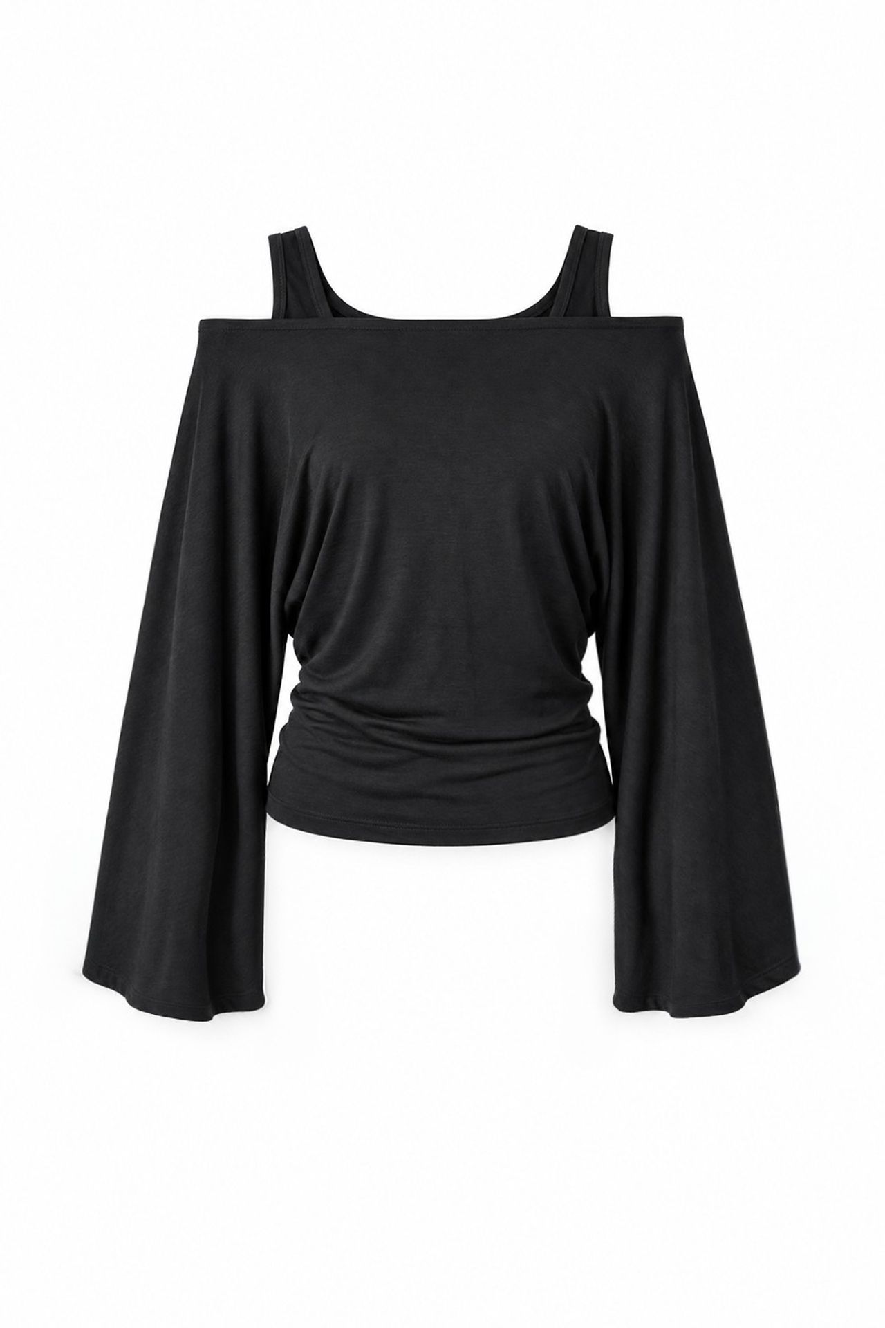 Asymmetric Neck Two-Piece Stretch Knit Top 5