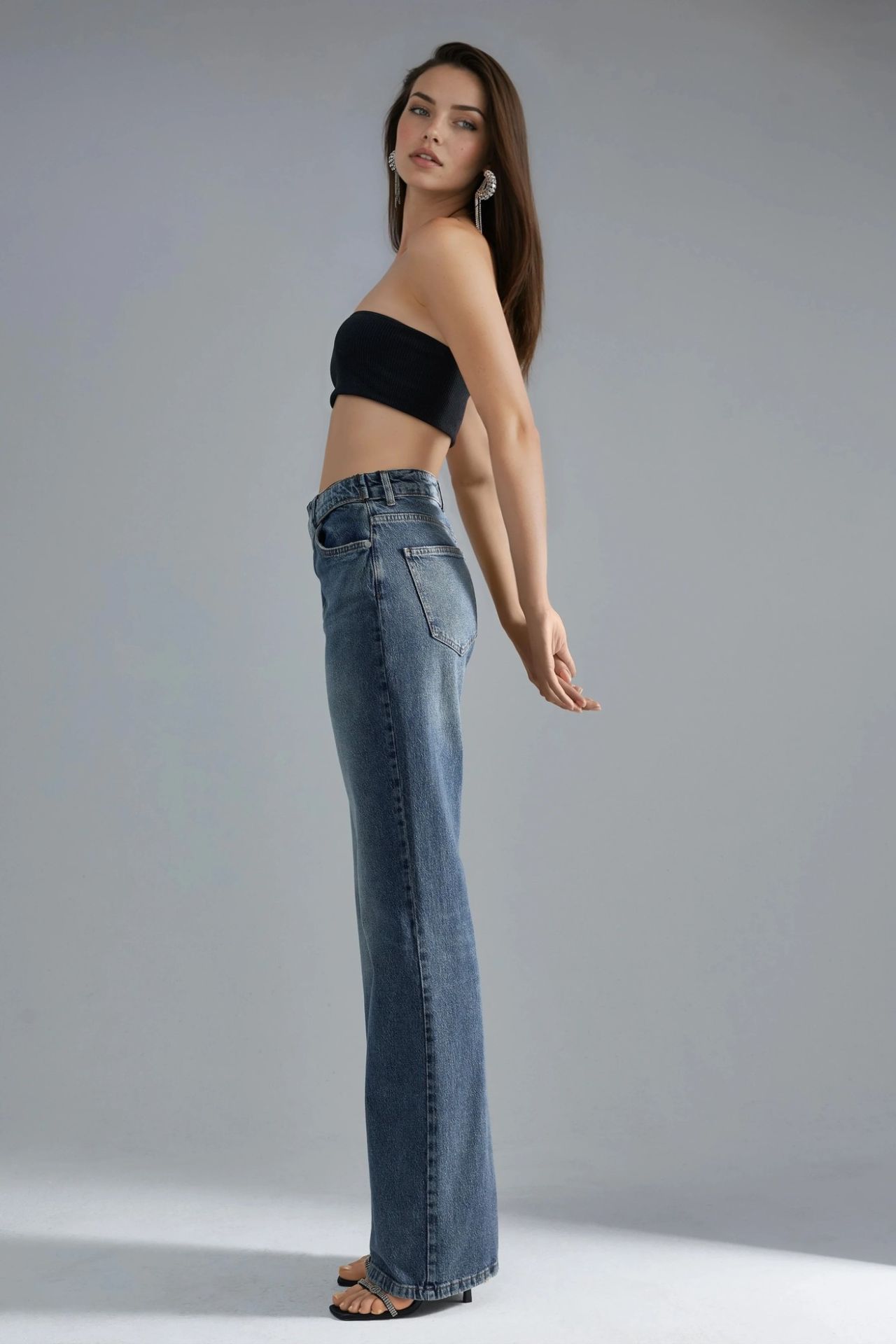 SQUALO High Waist Wide Leg Denim Jeans 3
