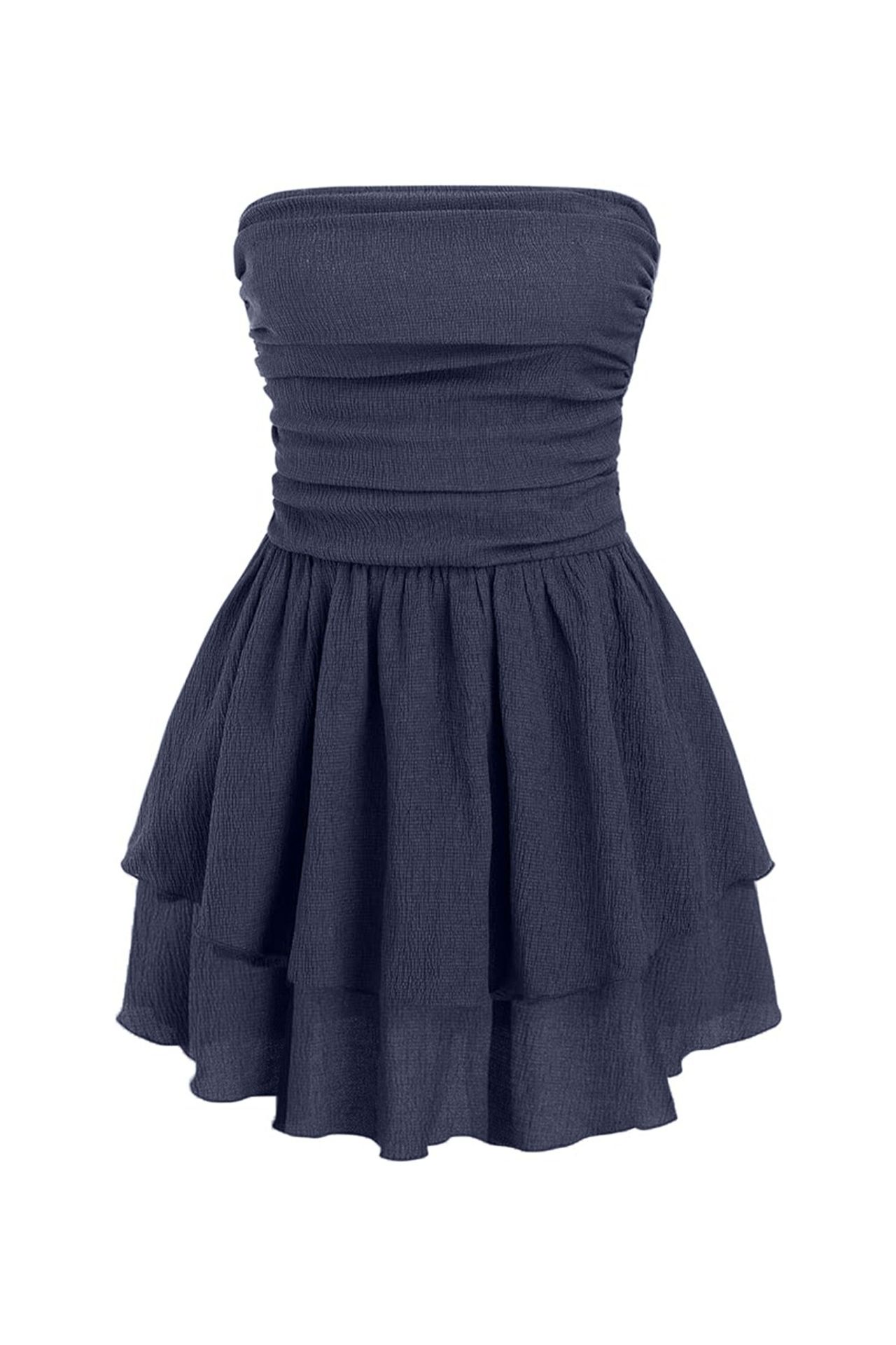 Strapless Textured Ruffle Mini Dress