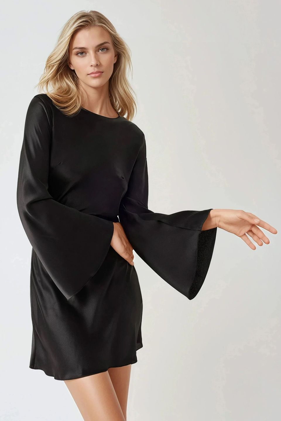 Waterfall Back Satin Mini Dress