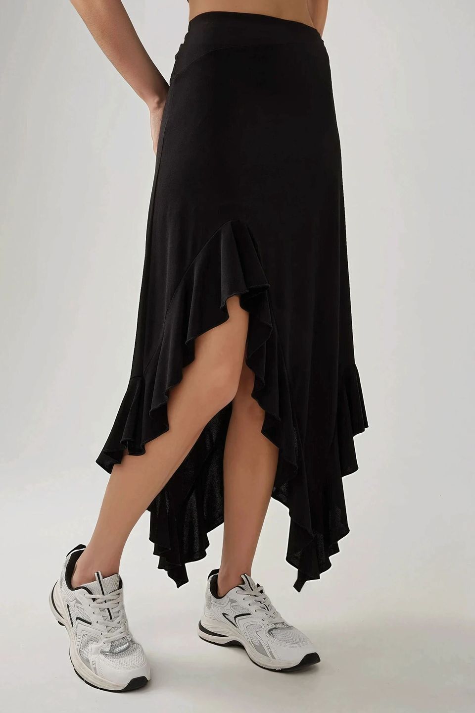 Maxi Ruffle Drape Skirt