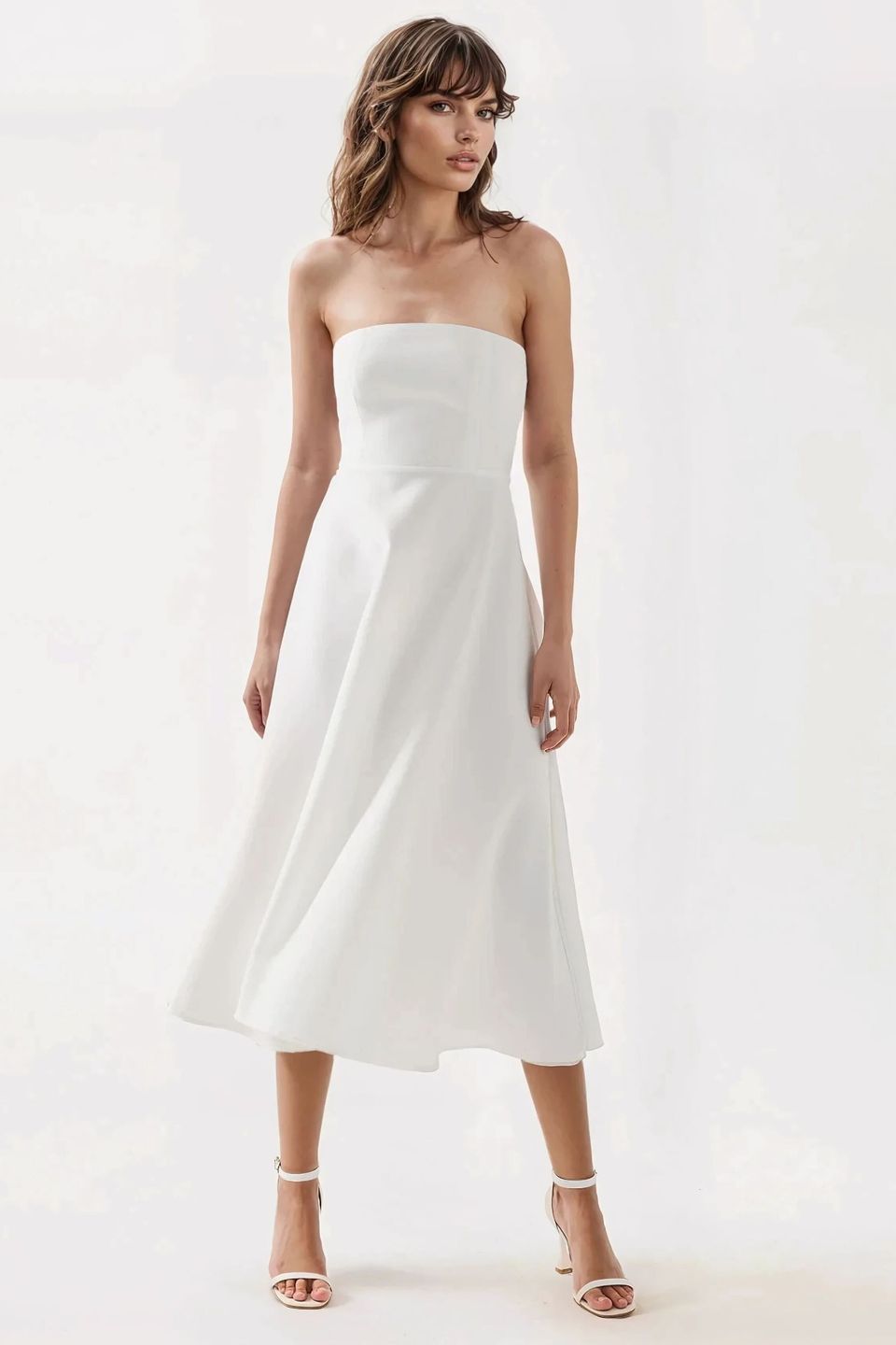 Strapless Midi A-Form Dress