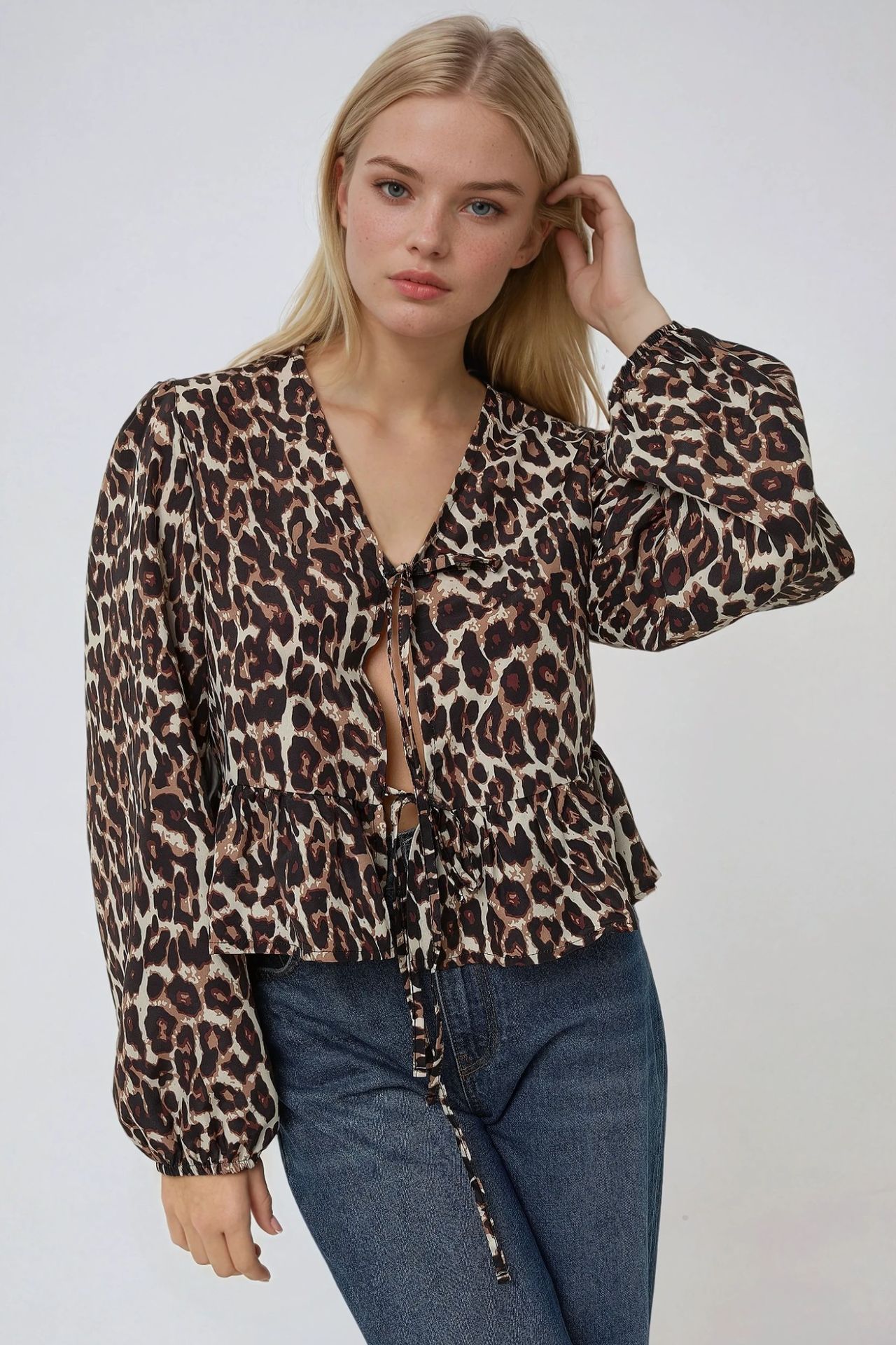 Leopard Print V-Neck Blouse