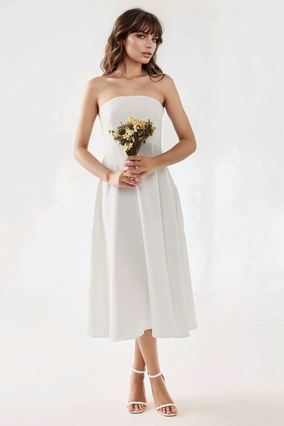 Strapless Midi A-Form Dress