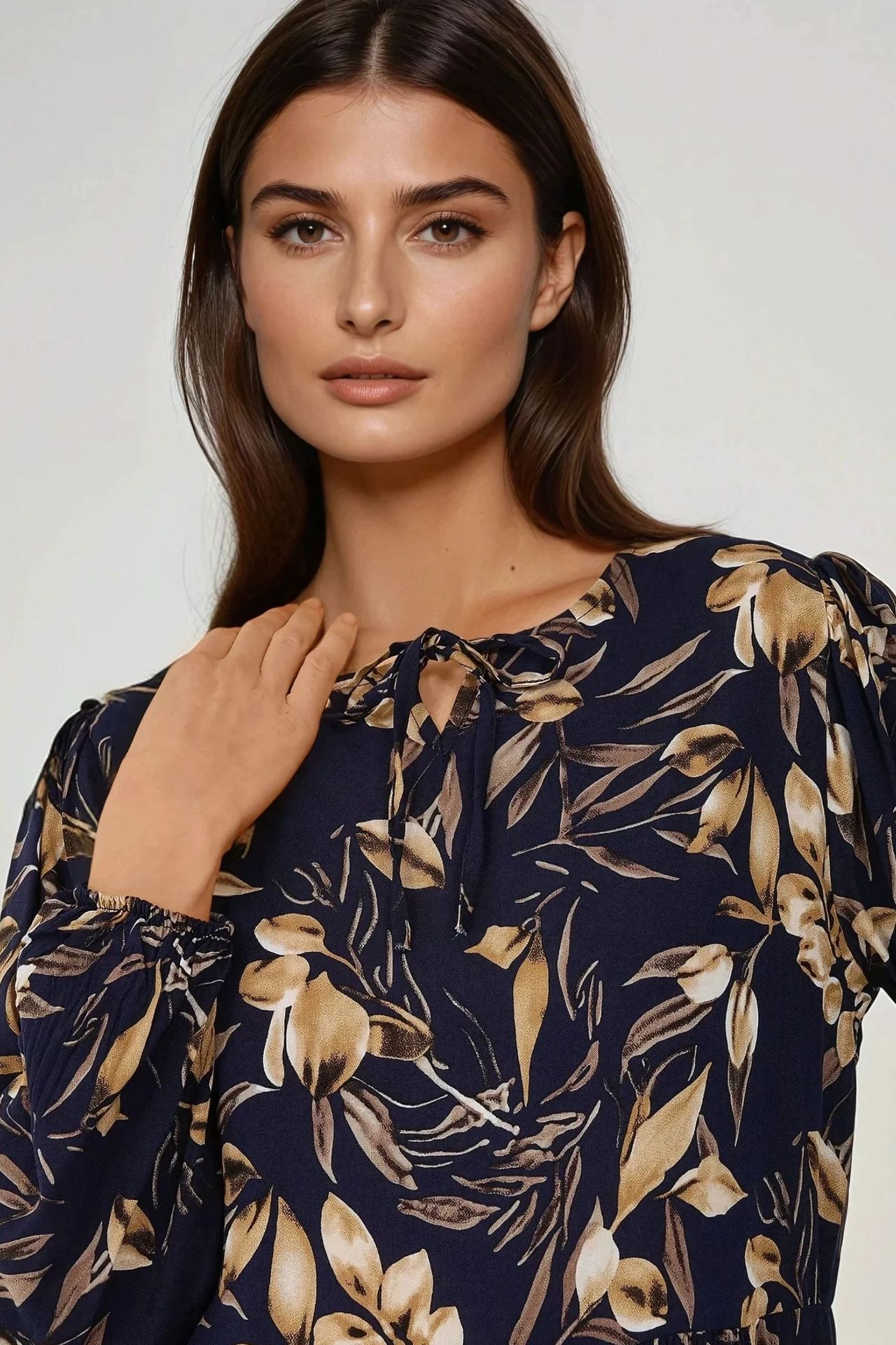 Floral Print Long Sleeve Viscose Maxi Dress