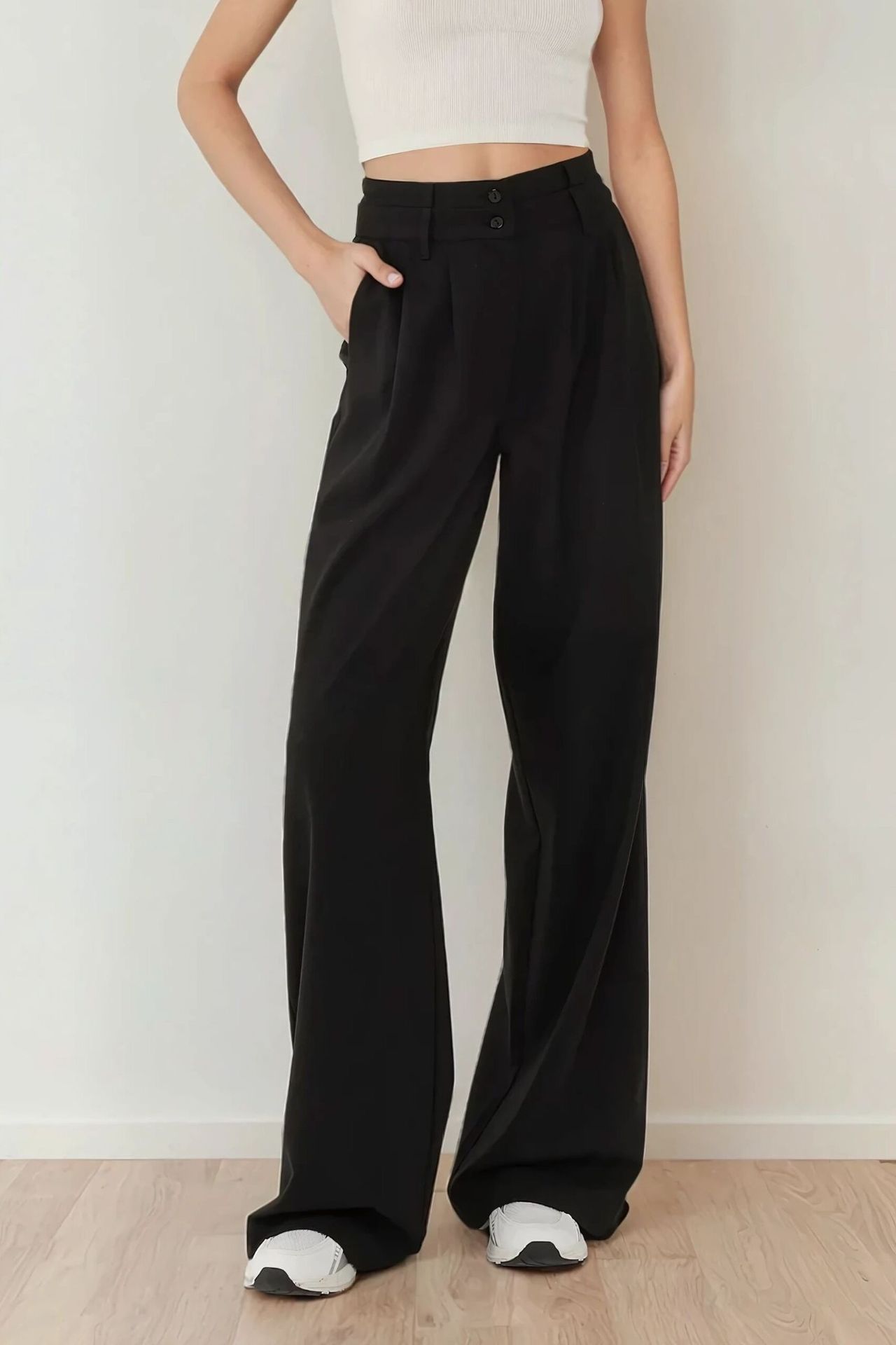 High Waist Pleated Palazzo Pants