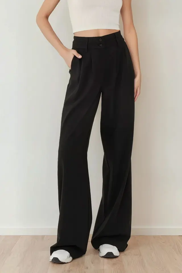 High Waist Pleated Palazzo Pants
