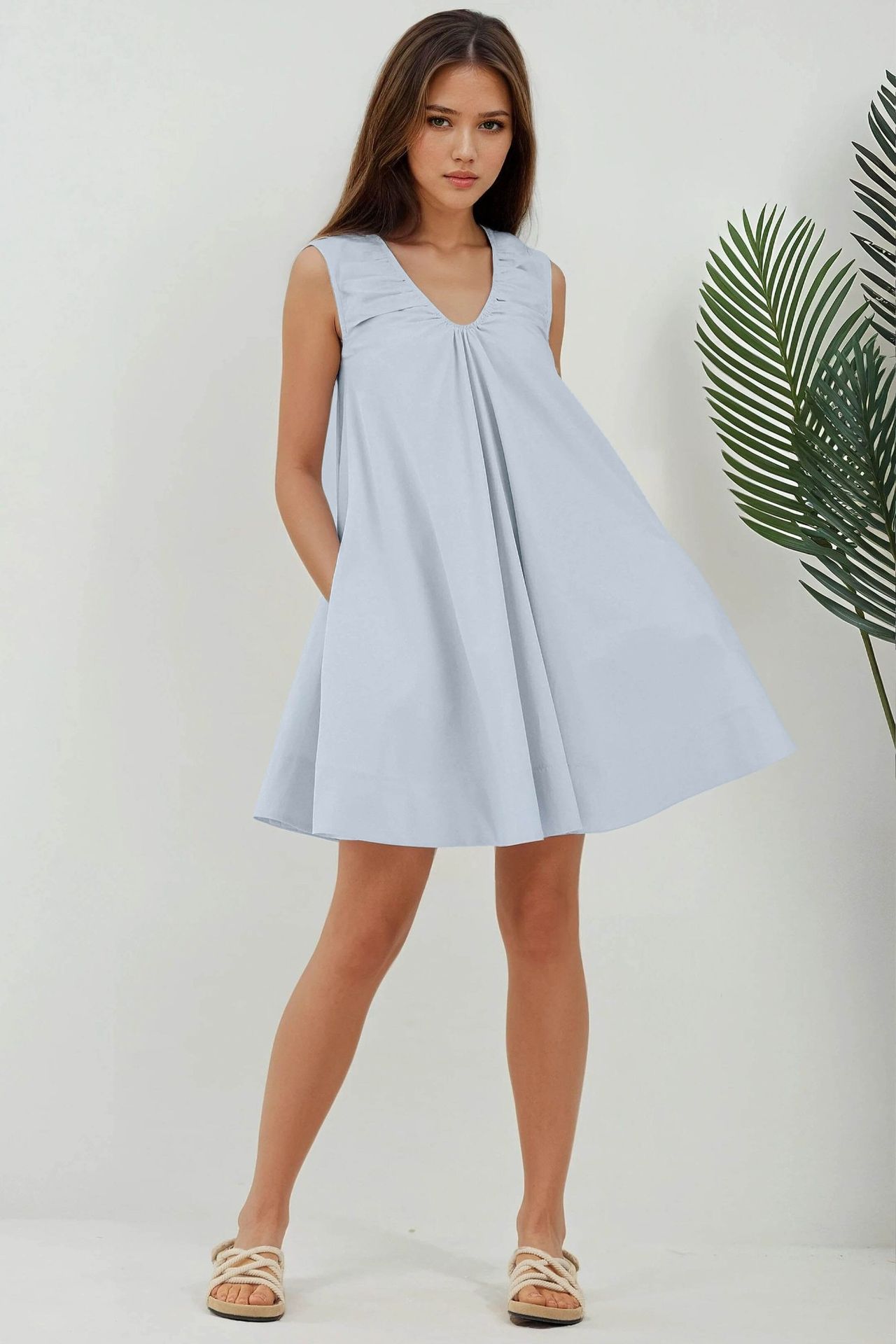 Mini U Collar A-Form Dress 1