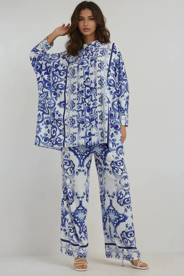 Çiçekli Desenli Modest Takım