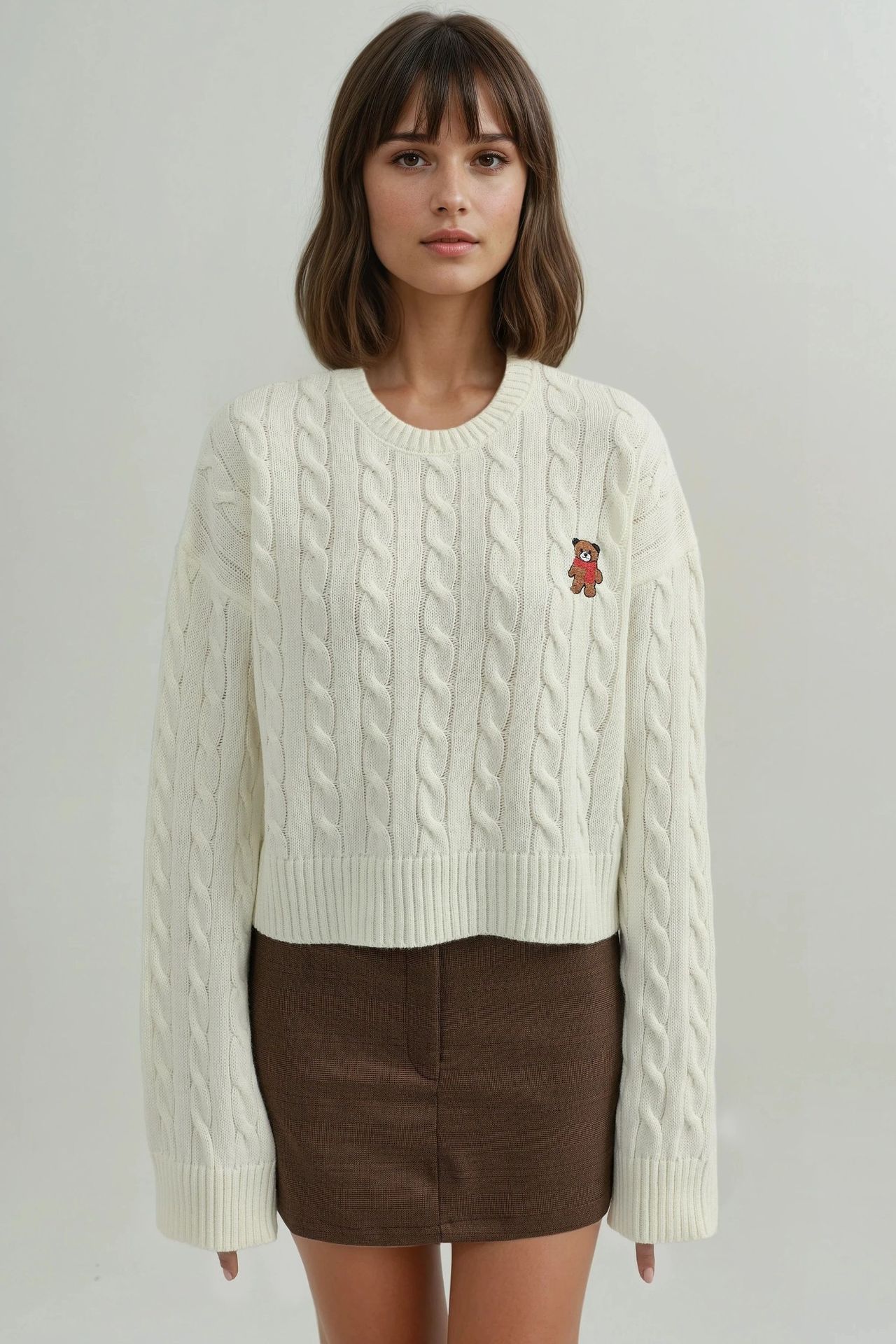 Hair Braid Knit Sweater with Embroidery 6