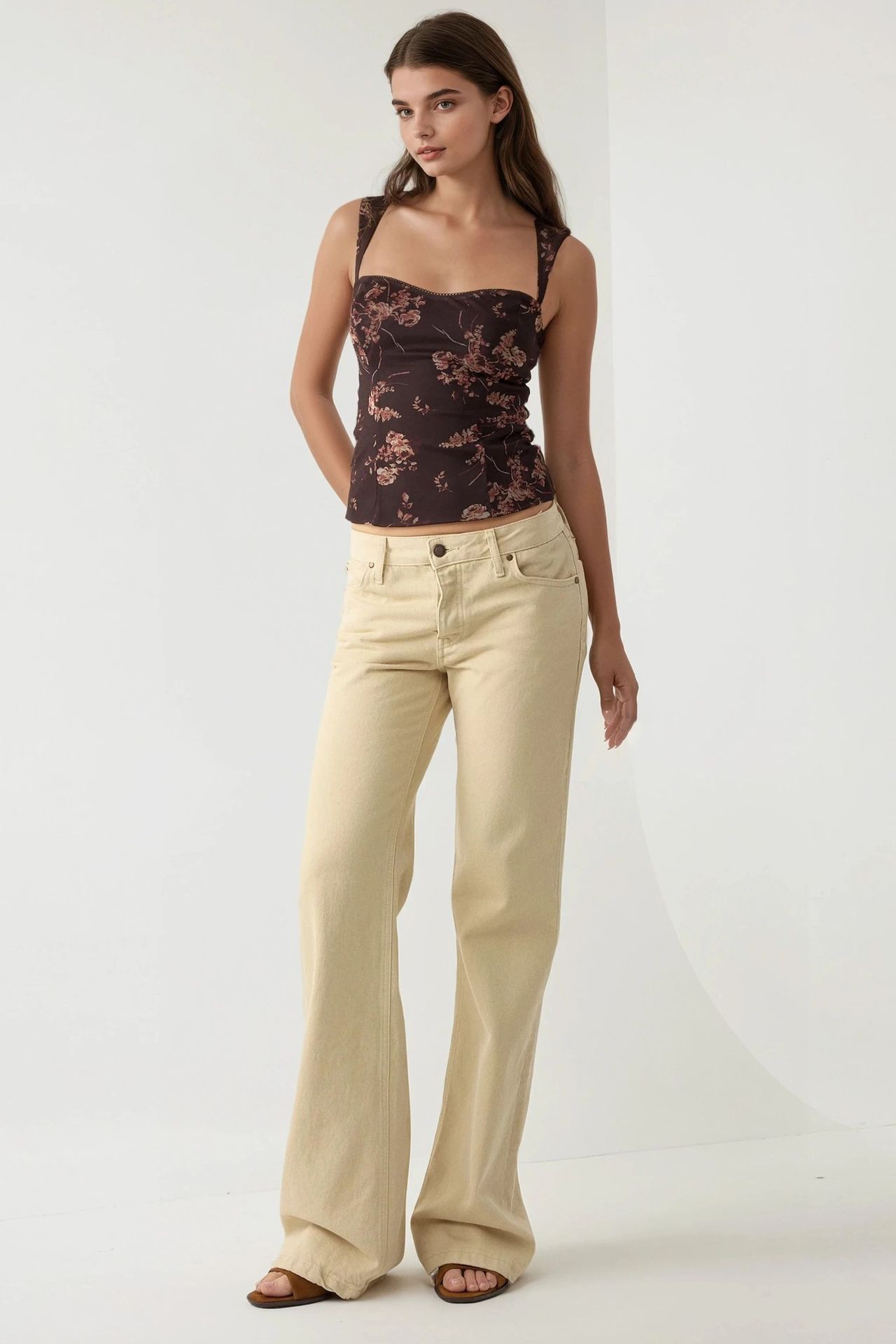 Heart Collar Printed Tulle Top