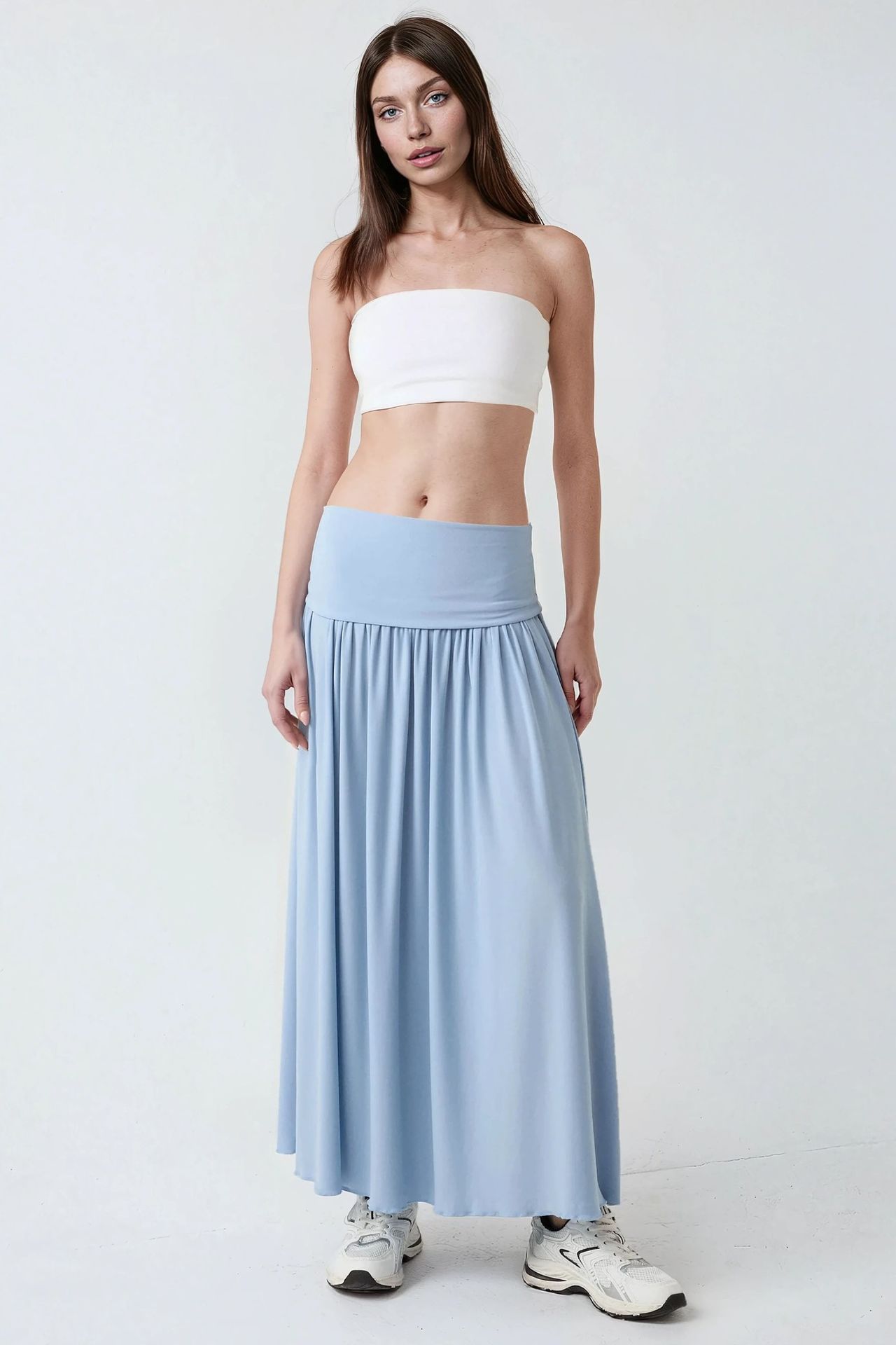 2-in-1 Midi Elastic Strapless Dress/Skirt