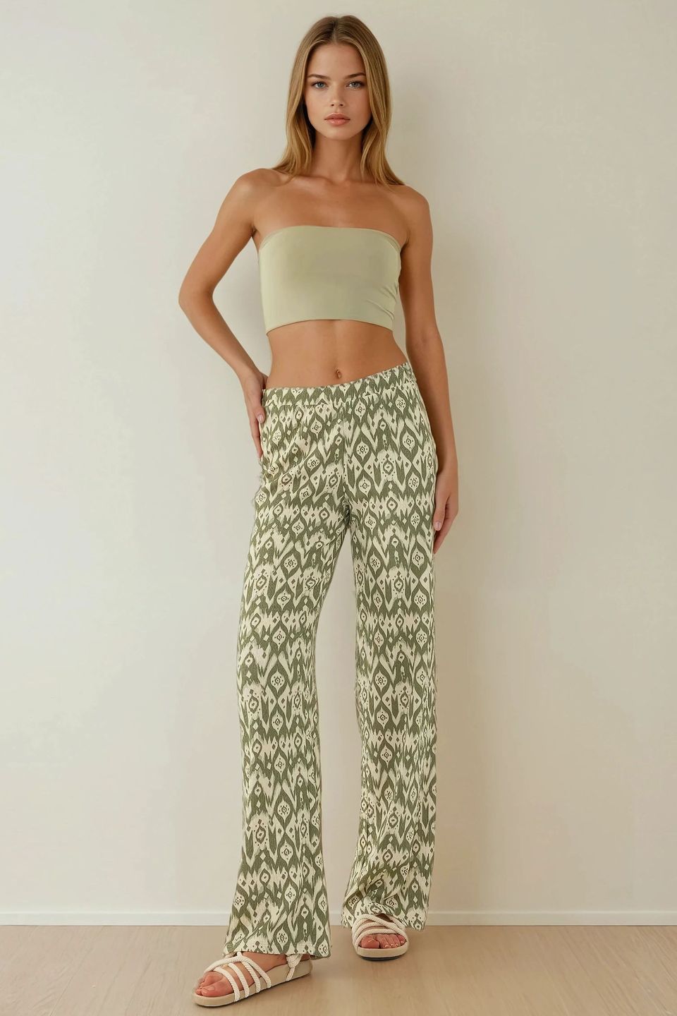 High Waist Wide Leg Patterned Pants