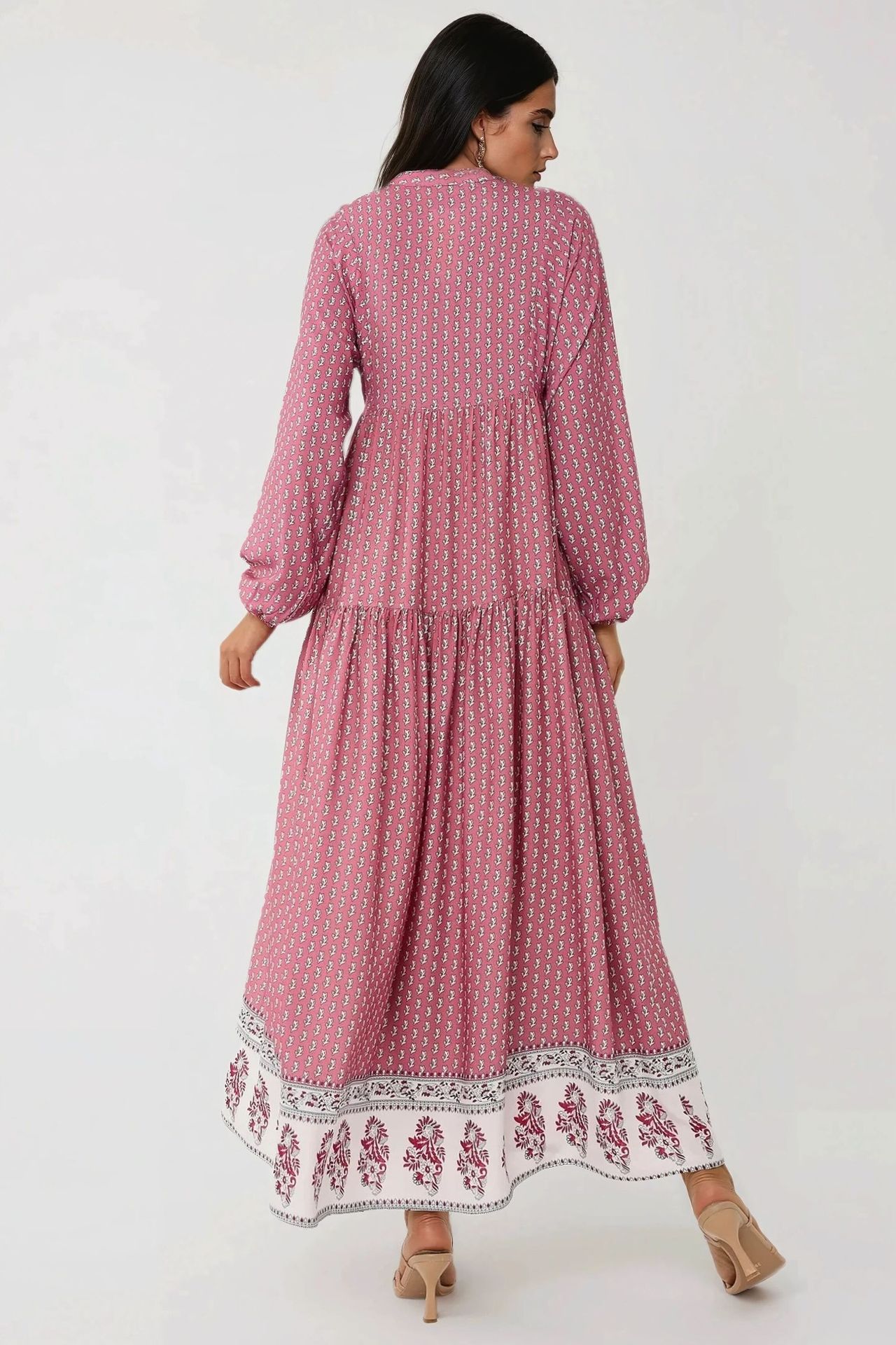 Printed V-Neck Maxi Dress