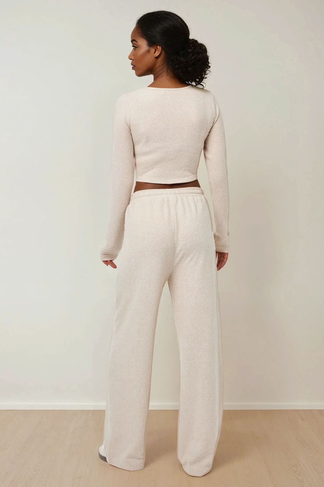 Soft Touch Textured Top & Wide Leg Pants Knitted Co-ord Set