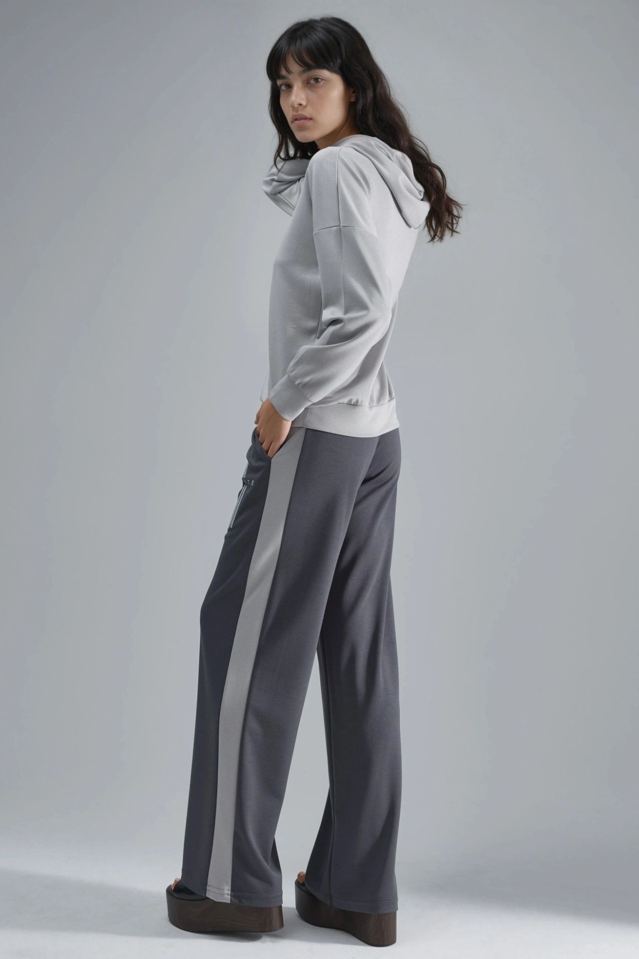 Modal Touch Hooded Sweatshirt & Stripe Detailed Pants Set Bersan Collection