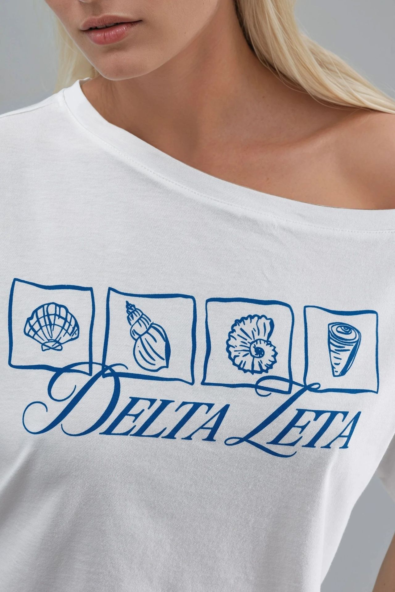 Printed Boat Neck One-Shoulder T-Shirt 5