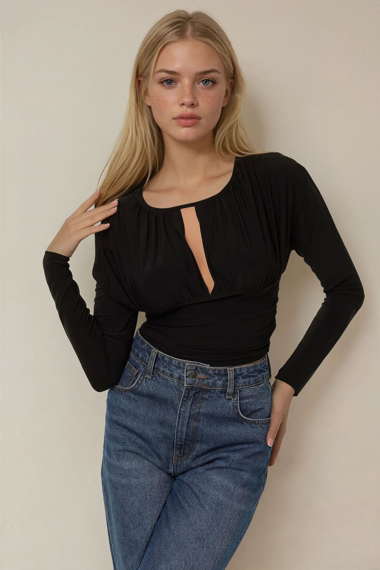 V-Neck Draped Blouse