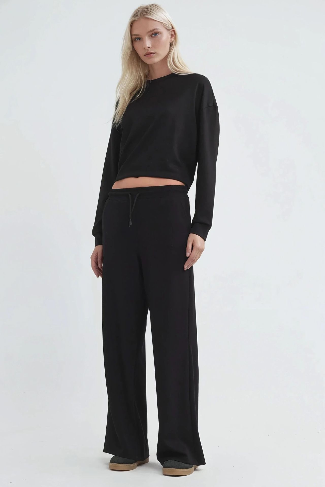 Elastic Waist Soft Touch Palazzo Sweatpants 5