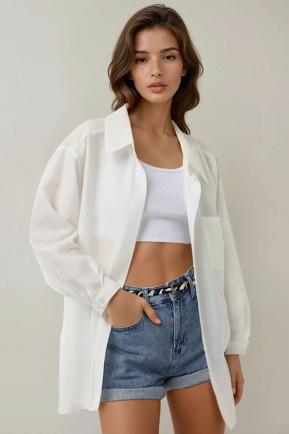 Relaxed Fit Long Sleeve Shirt with Shirt Collar