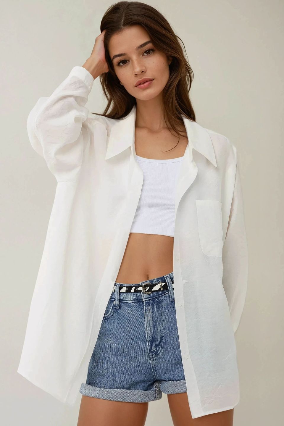 Relaxed Fit Long Sleeve Shirt with Shirt Collar